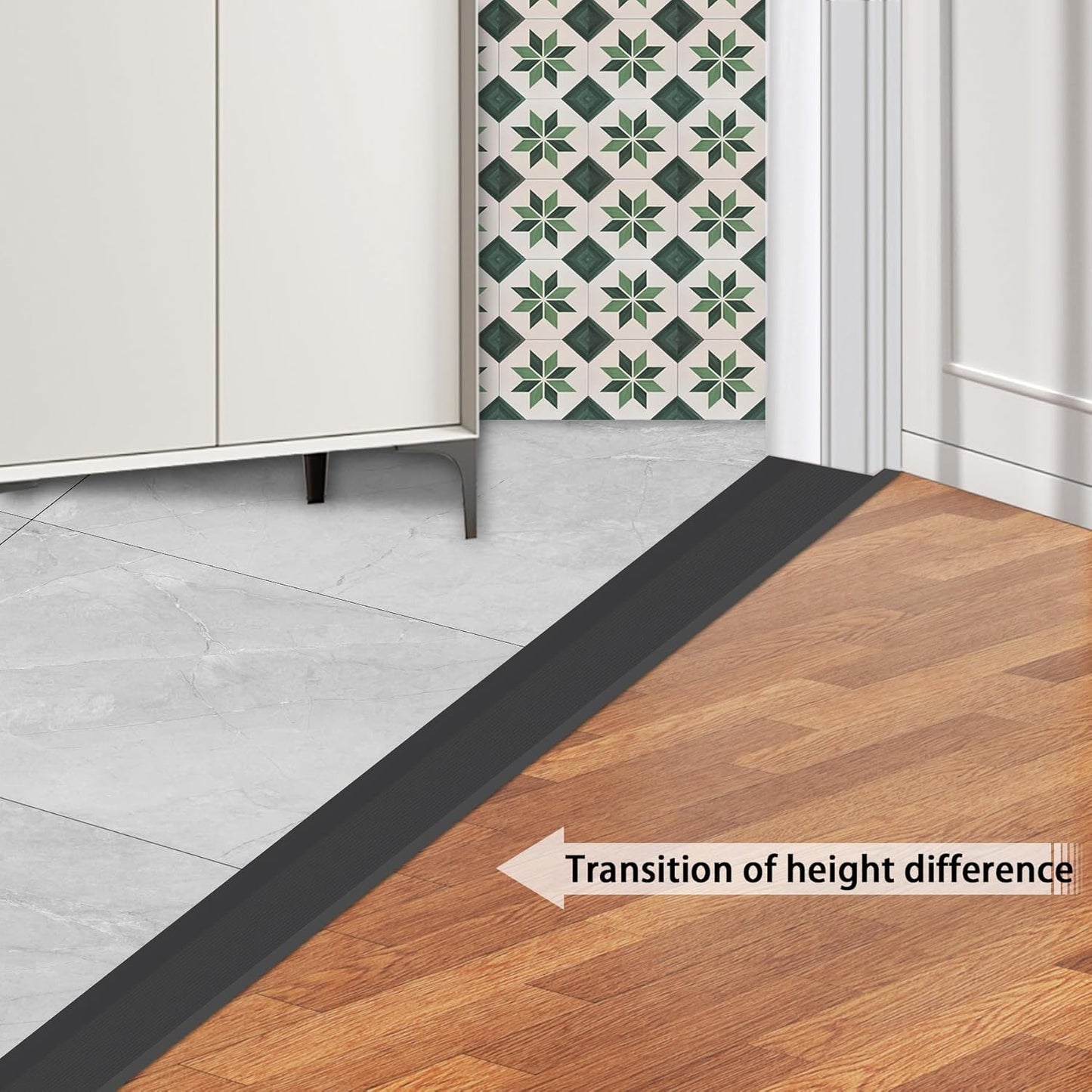 Gaahing Aluminum Floor Transition Threshold Strip, Bridge The Height Gap Between 0.3 to 1.6 inches for Doorway Ramp (35.4in x 3.9in, Matte Black)