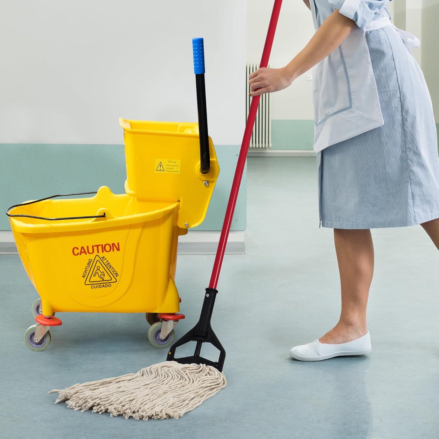 Matthew Cleaning 24oz 12Pack Cotton Mop Head Replacement,Looped-Open String Heavy Duty String Mop Refills,Universal Headband Blend,Floor Cleaning for Home, Industrial and Commercial Use(White)