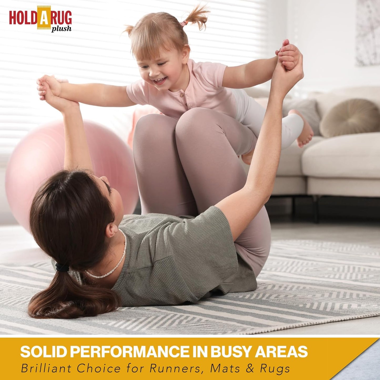 Hold-a-Rug Plush 2' x 4' Nonskid, Nonslip Rug Pad, Reversible Gripper, ¼ Thick, Safe for All Floors and Carpet, Keep Area Rugs Secure