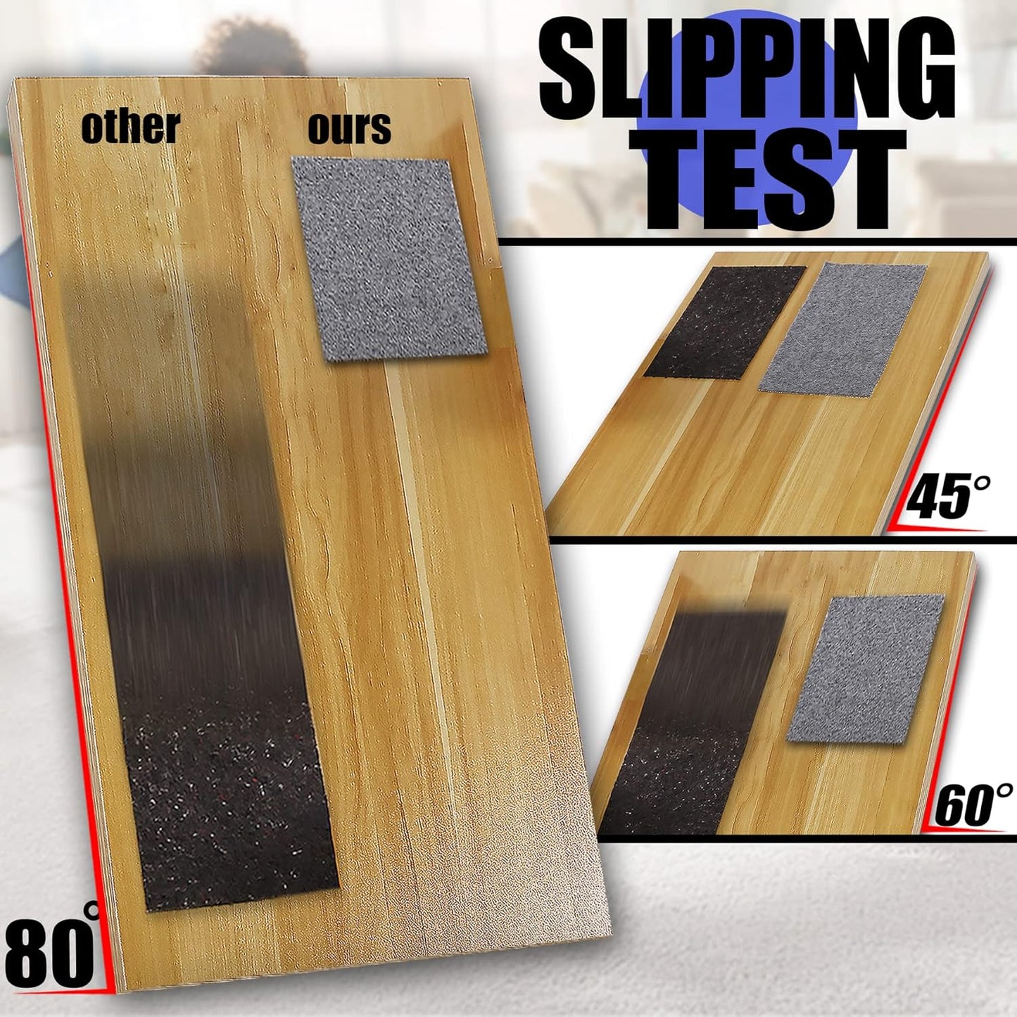 Non Slip Rug Pad Grippers - 8x10, 1/4" Thick, Felt + Rubber Double Layers Area Carpet Mat Tap, Provides Protection and Cushioning for Hardwood or Tile Floors