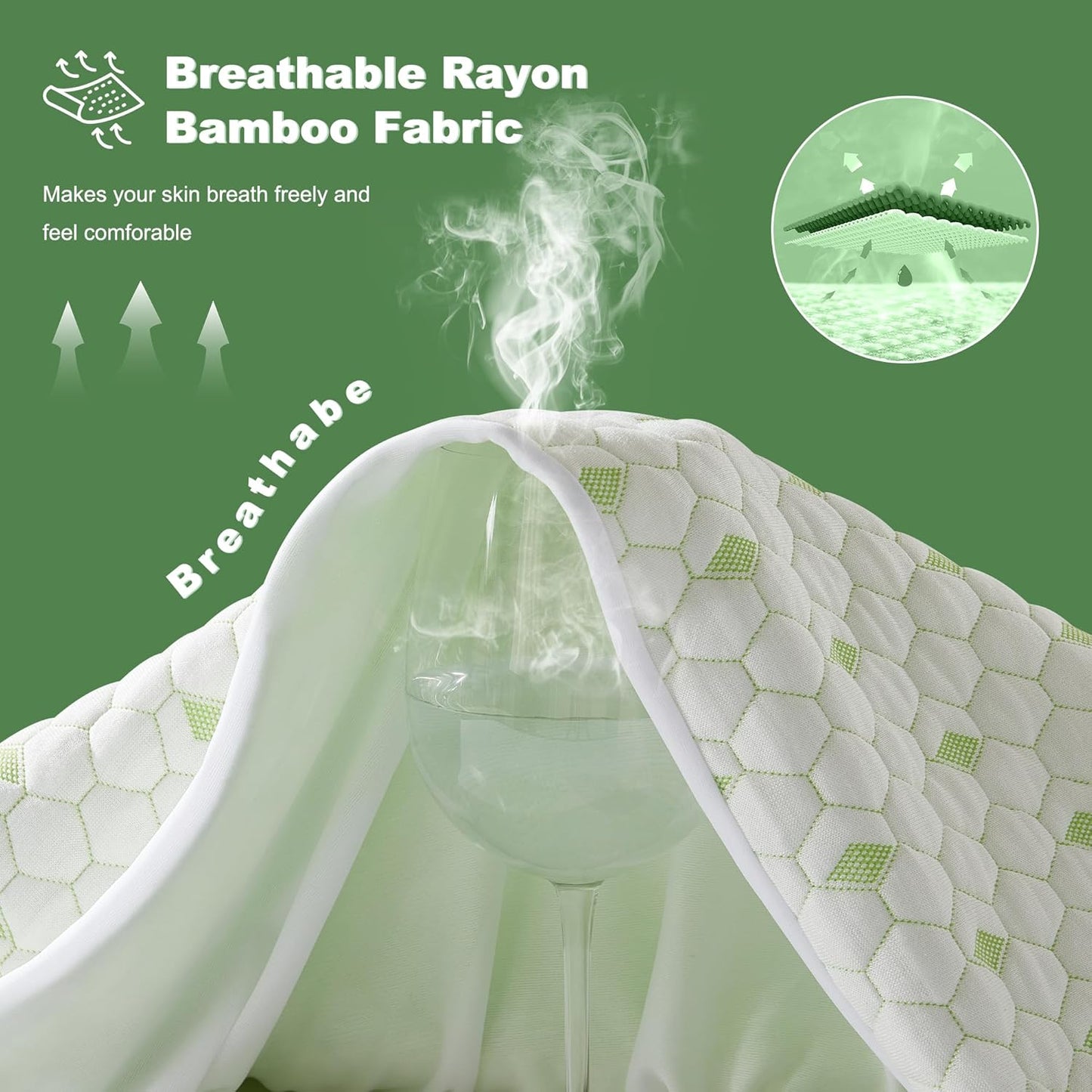 Waterproof Mattress Protector, King Size Mattress Pad Fitted 6"-18" Deep Pocket, 3D Air Fabric Breathable Bed Mattress Cover Noiseless Washable for Home, Bedroom, Hotel