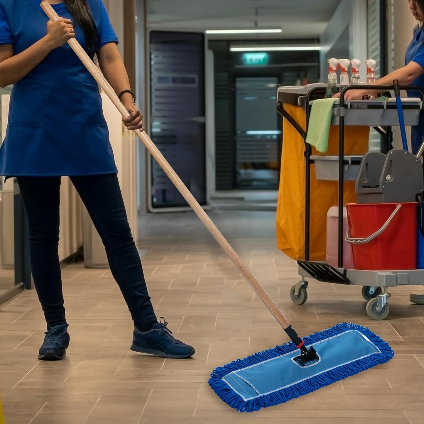 Matthew 36'' Microfiber Loop Dust Mop Washable Commercial&Residential Heavy Duty Mop Head Replacement Premium Absorbent Industrial Dust Mop Refill Pads for Hardwood, Office,Garage and Hotel -12Pack