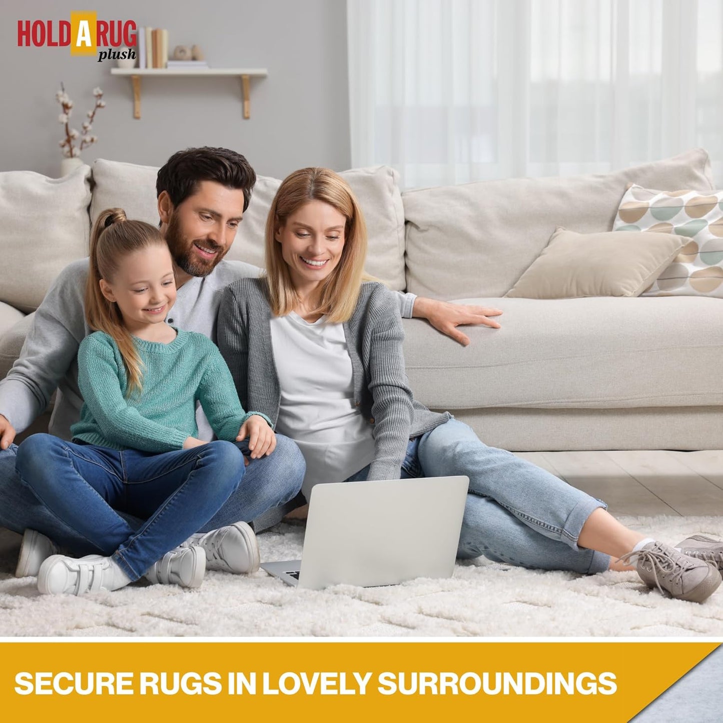 Hold-a-Rug Plush 8' x 10' Nonskid, Nonslip Rug Pad, Reversible Gripper, ¼ Thick, Safe for All Floors and Carpet, Keep Area Rugs Secure