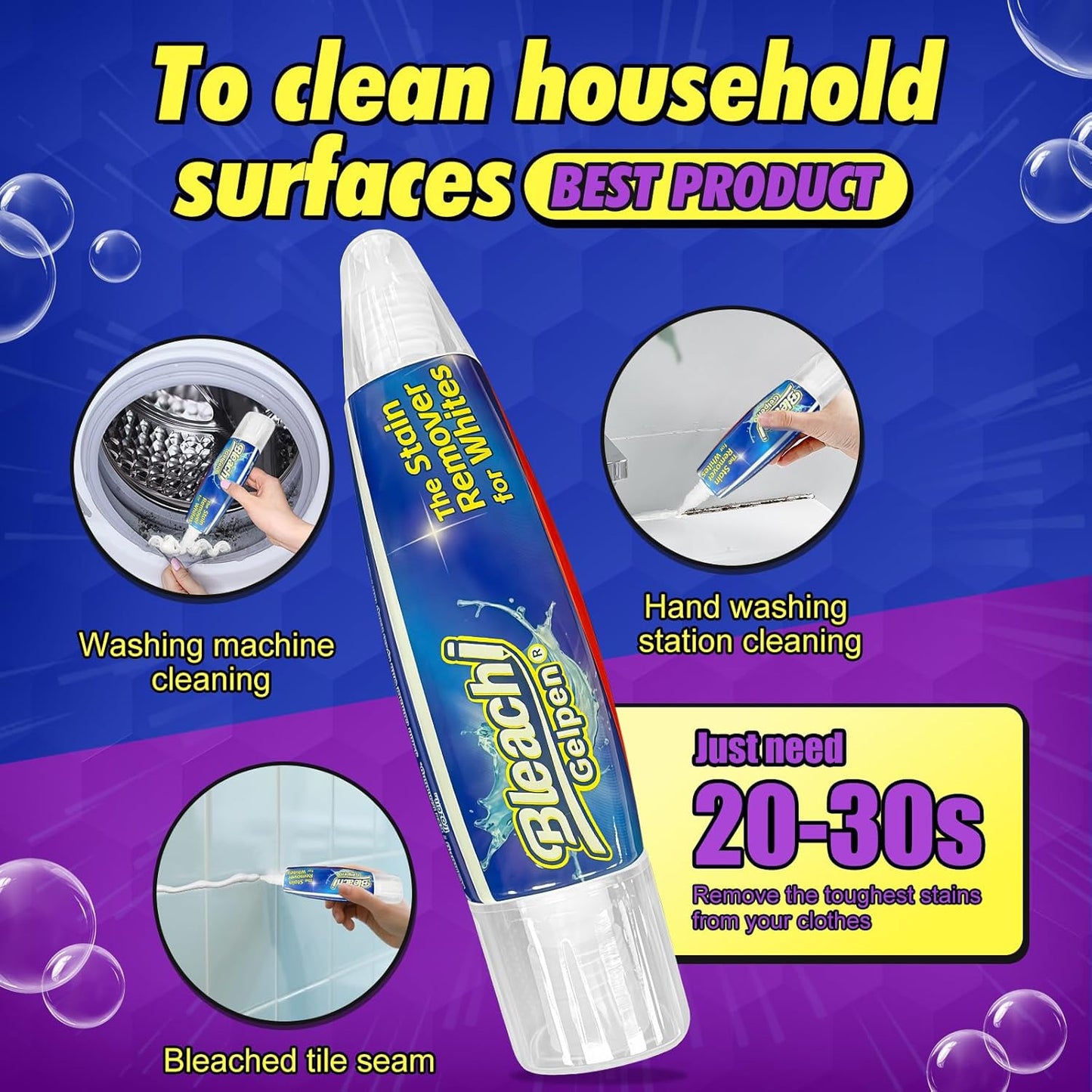 Bleach Pen For Clothing, Bleach Pen, Stain Remover Pen, Clothing Bleached DIY design, Travel Accessories, Lnstantly Remove Stains, Pearl white (1.89 Fl Oz (Pack of 1), Lemon)