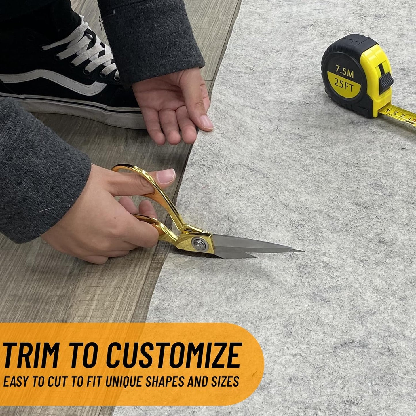 Ottomanson 5' x 7'8" Non-Slip Rug Pad Gripper 1/12 Inch Ultra Thin Dual Surface Felt + Rubber Gripper - Safe for All Floors, Cream