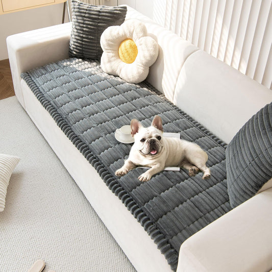 OTOB Couch Cover for Dogs Washable, Non Slip Funny Pet Couch Covers Sofa Slipcovers Cushion Mat, Plush Soft Cozy Pet Friendly Furniture Protector, All Seasons (Dark Gray, 23.6" x 47.2")