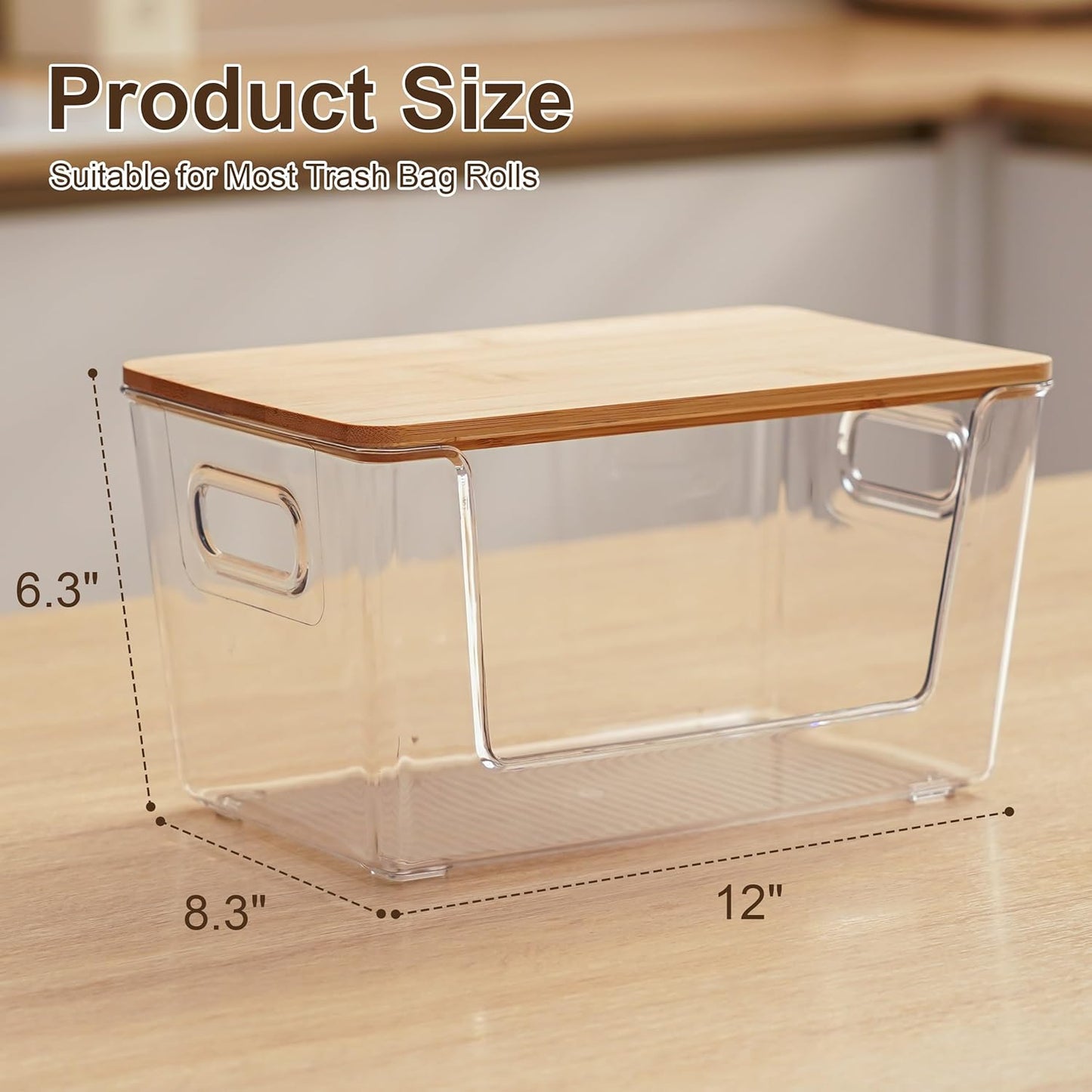 Citylife 2-Pack Extra Large Trash Bag Holders with Bamboo Tops and Handles, Laundry Room Organization and Storage for Home, Kitchen, Under-Sink Garbage Bag Dispenser