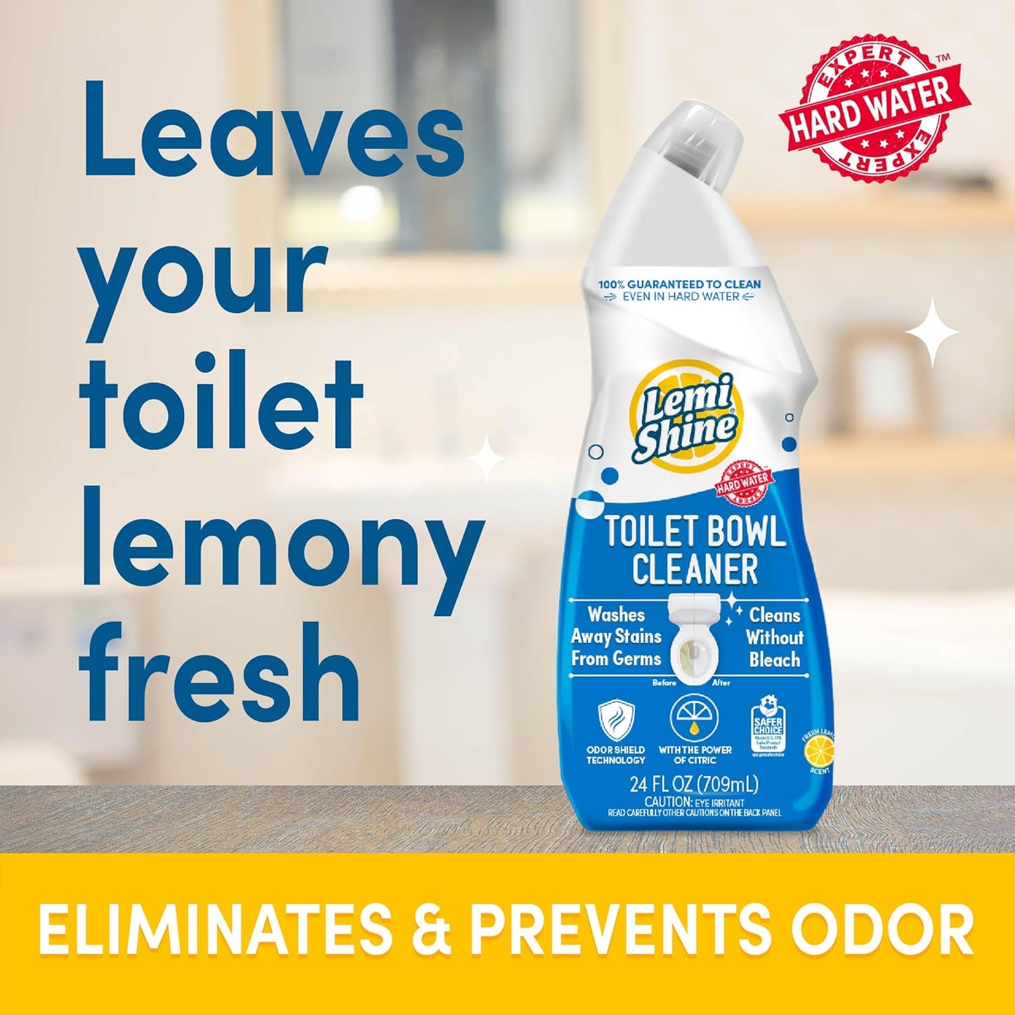 Lemi Shine Toilet Bowl Cleaner - Bleach-Free Toilet Cleaner - Removes Tough Stains and Odor - 24 fl oz (3 Pack)