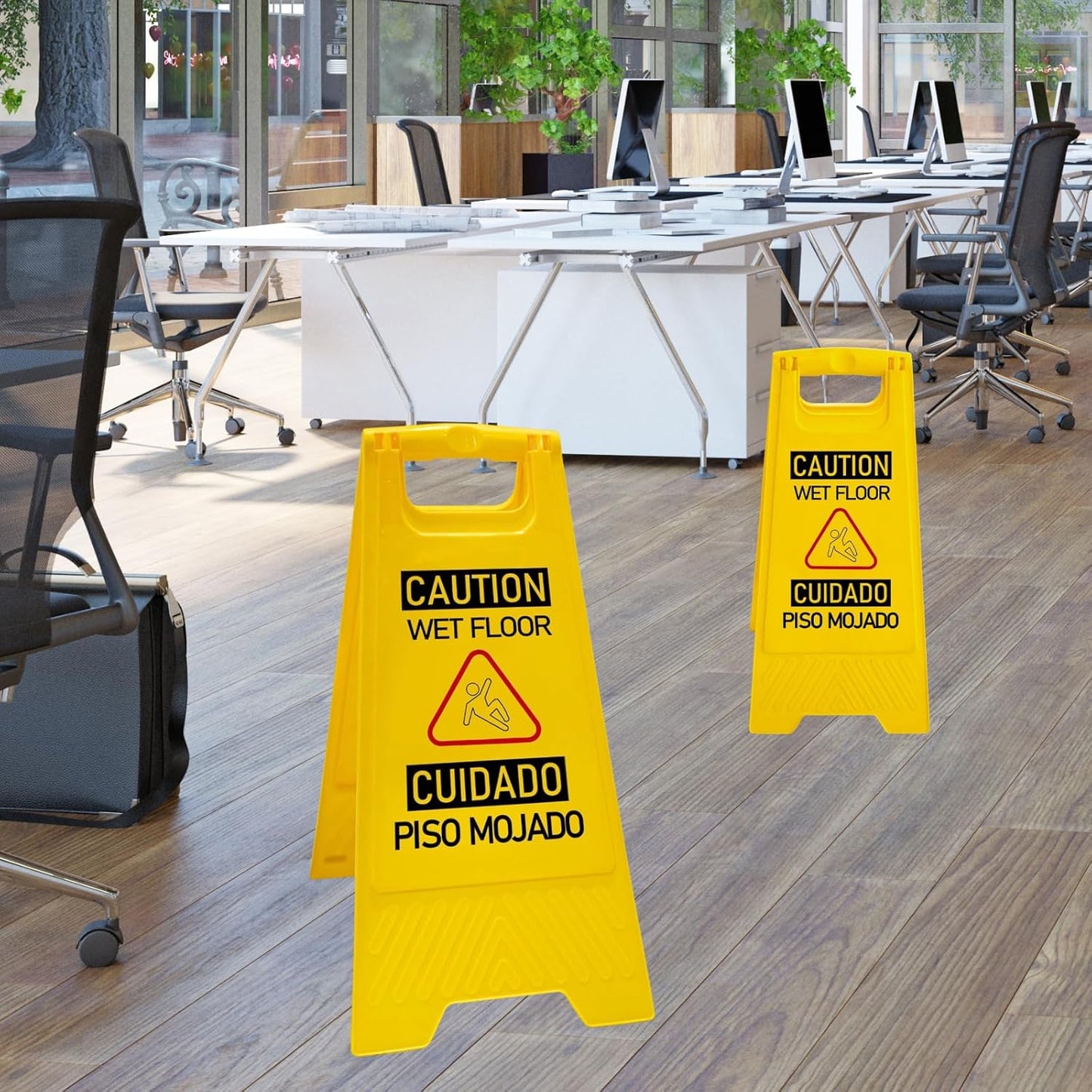 12 Pack A-Frame Caution Wet Floor Safety Signs，Foldable Double Sided Warning Boards for Storefront，Lobby，Mall，Gym，Spa
