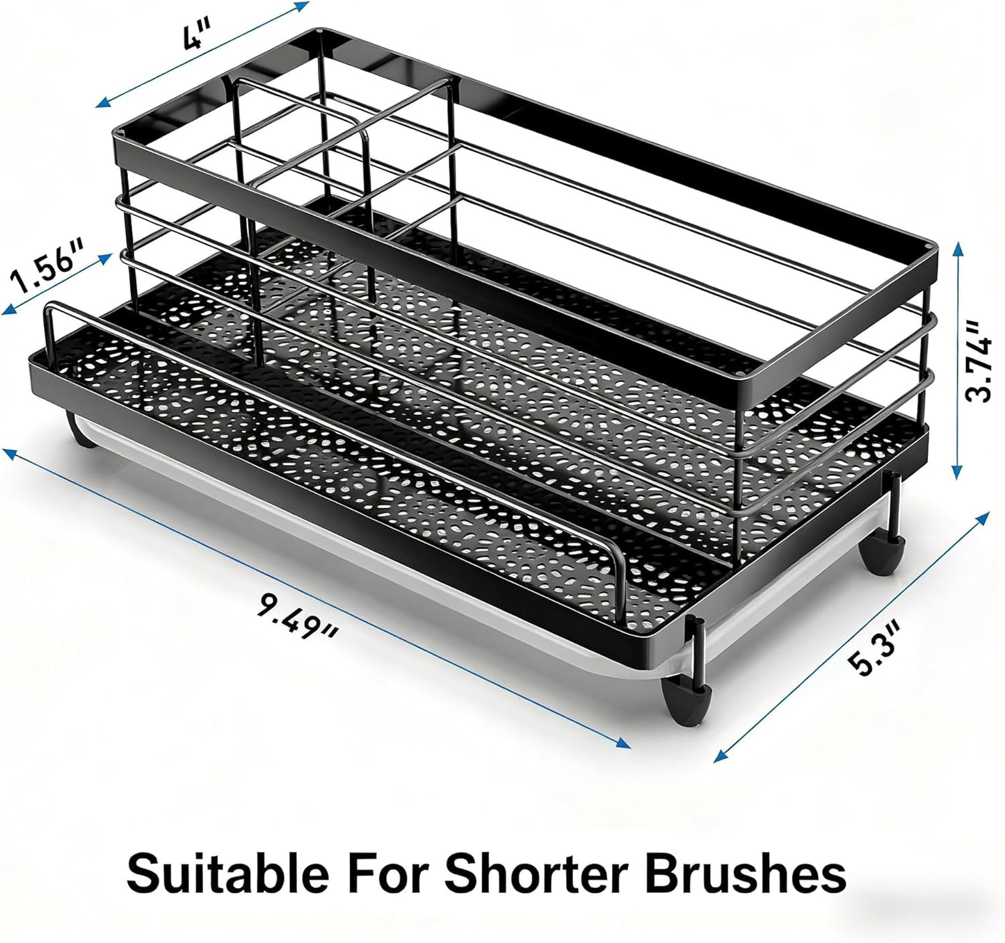 Cisily Large Black Sponge Holder for Kitchen, Sink Caddy Sink Organizer Rack for Kitchen Accessories with Drip Tray, Rustproof and Non-slip, Soap Dispenser Countertop Organizer Essentials for New Home