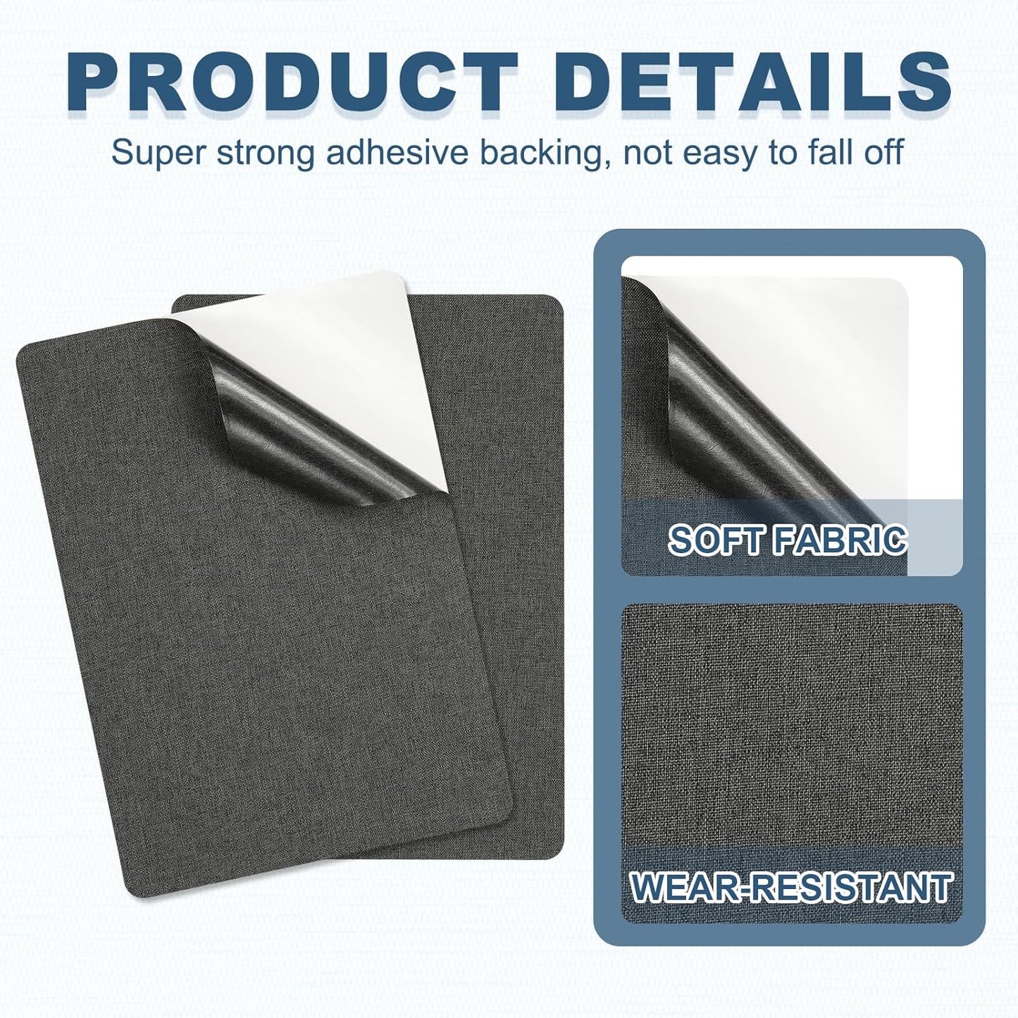PATIKIL 8x11 Inch Linen Repair Patches, 2Pcs Self-Adhesive Fabric Patch for Sofas Tote Bags Furniture Car Seats Clothes Tents, Gray