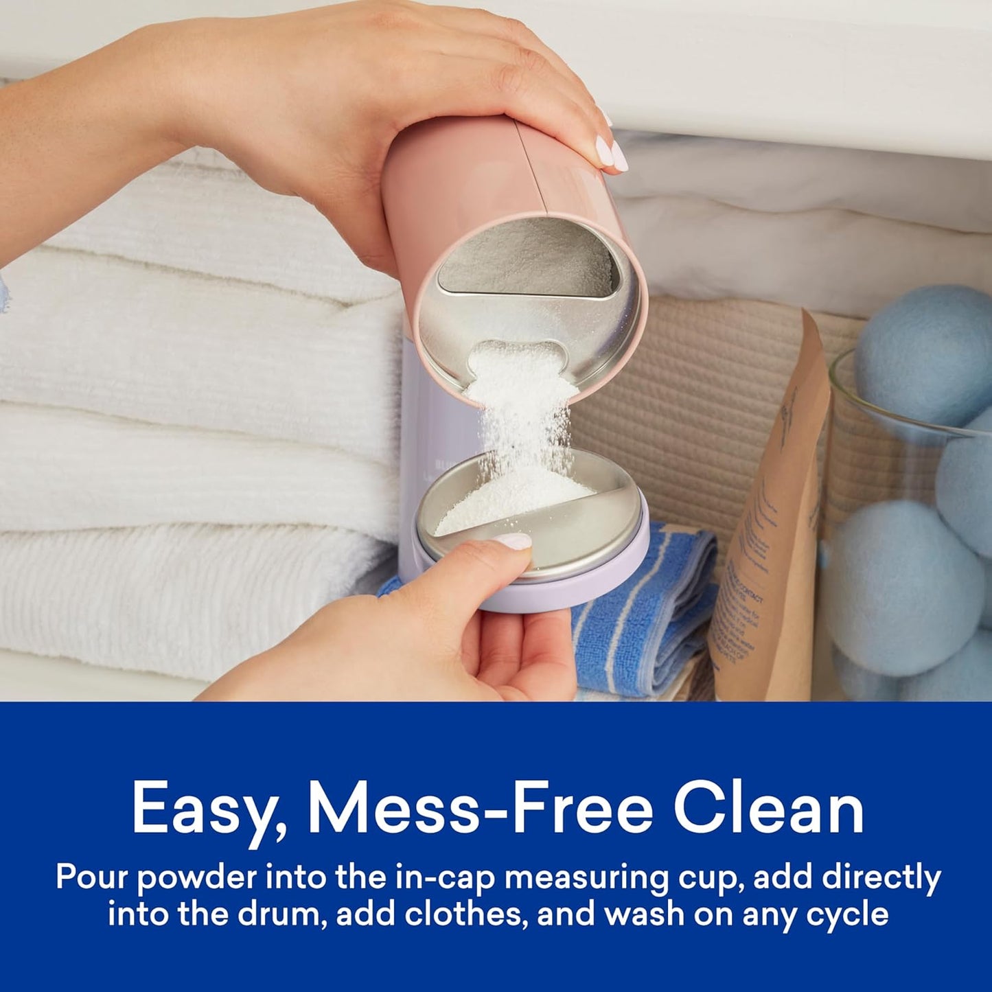 BLUELAND Oxi Laundry Booster Powder with Tin, Starter Set, Fragrance Free & Clear, 25 Loads, 17.6 oz, Plastic-Free, Eco Friendly, Oxy Cleaner, Stain Remover