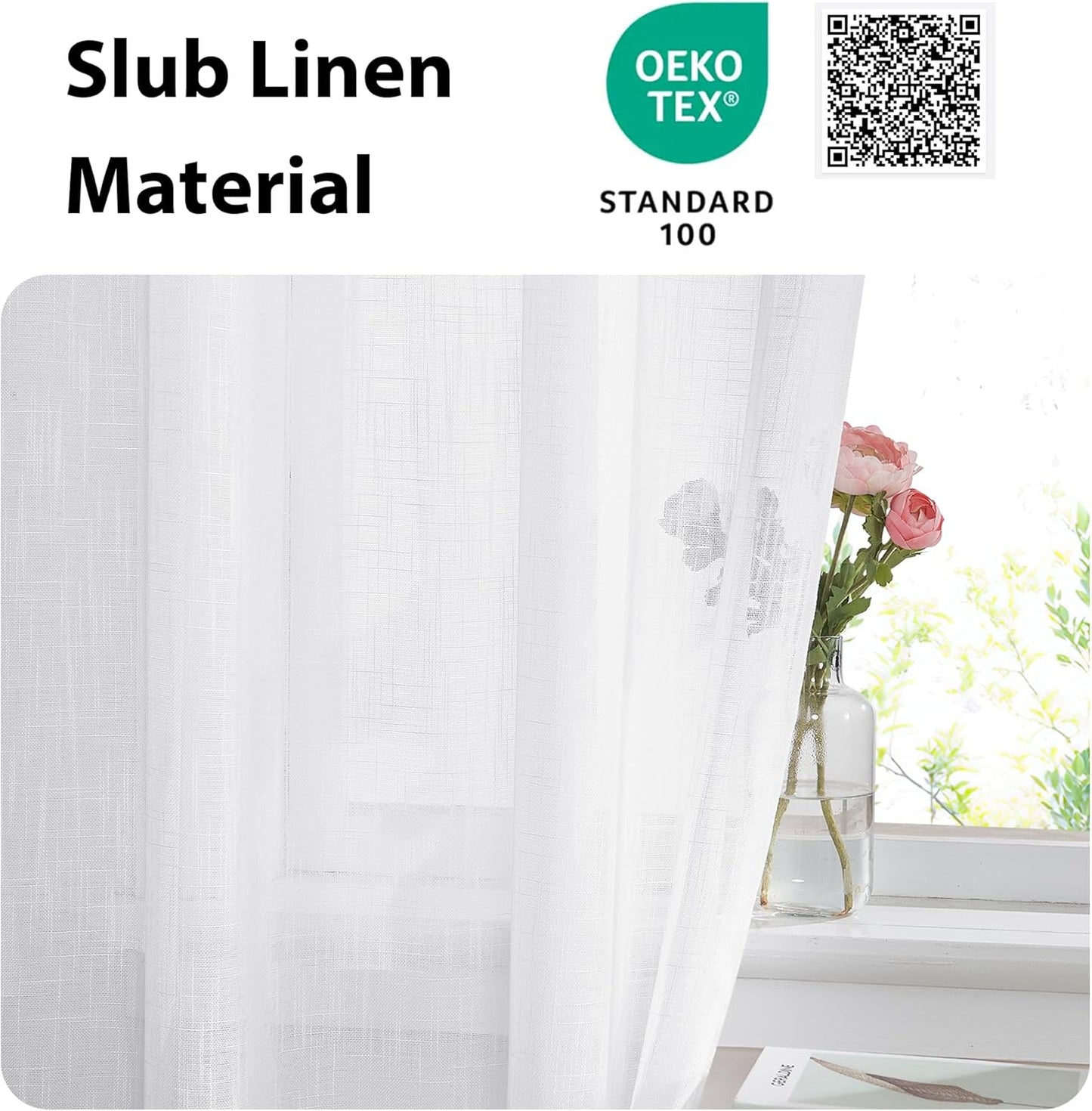 NICETOWN French Door Curtains for Sliding Glass, 80 inch Long Curtains for Living Room Bedroom Window Cover Half Privacy Semi Sheer Front Panels for Back Door Window, 1 PC, White, 26" Wide