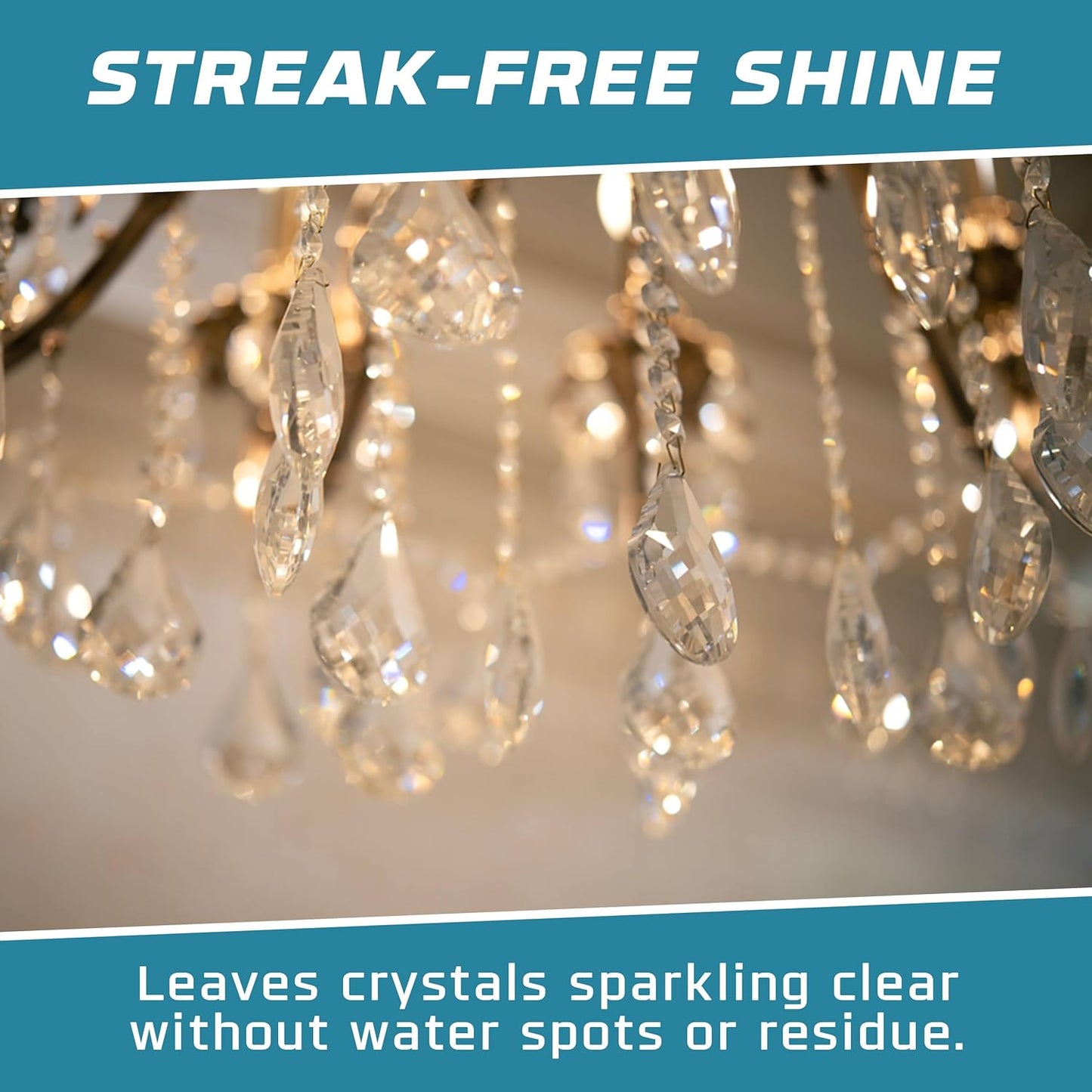 Crystal Chandelier Cleaner Spray Kit & Plastic Drop Cloth for Protection (32 oz) Drips Dry - No Spotting No Residue No Streaking Crystal Glass Spray Antique Chandeliers, All-Purpose Spray Cleaning Kit