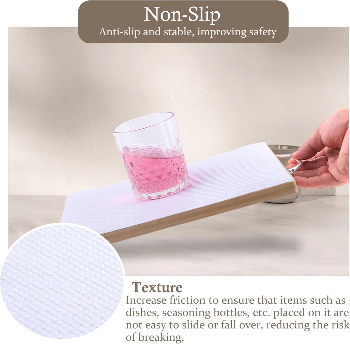 Shelf Liner for Kitchen Cabinet 18 Inch Wide X 20 Ft Non-Slip Drawer Mat Waterproof & Oil-Proof Cabinet Mat for Cupboard Pantry Bedroom Bathroom Garage Non Adhesive Refrigerator Shelf Liner (White)