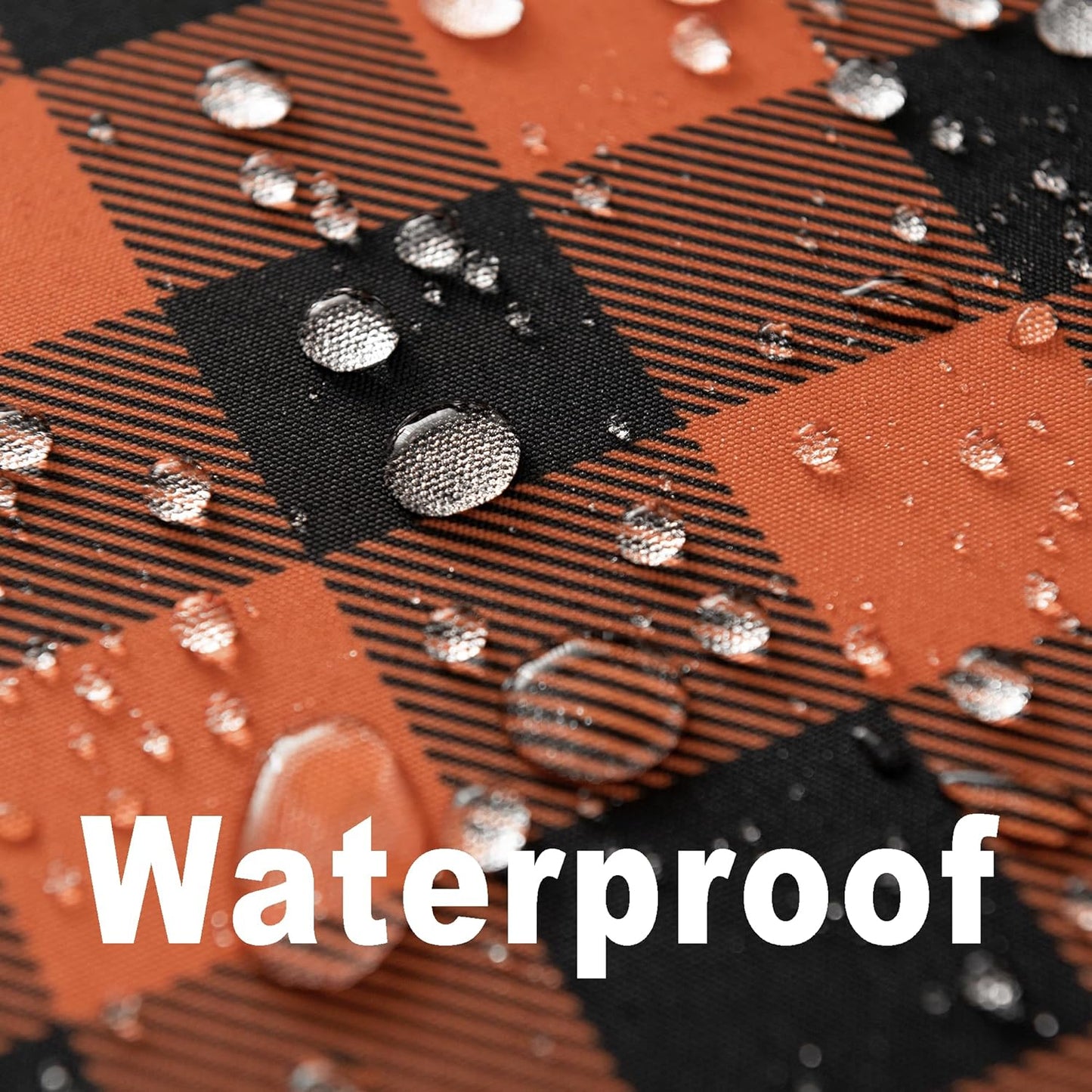 Orange Gingham Tablecloth Fabric - Oblong 58x120 Water Resistant Autumn Plaid Table Cloth for Indoor/Outdoor Use - Fall Tabletop Cover for Birthday, Picnics, Gardens, and Halloween Party