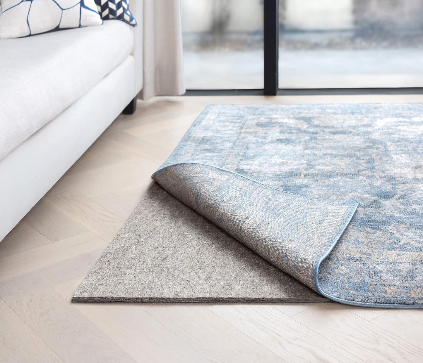 RUGPADUSA - Dual Surface - 8'x11' - 1/2" Thick - Felt + Rubber - Non-Slip Backing Rug Pad - Adds Comfort and Protection - for Hard Surface Floors