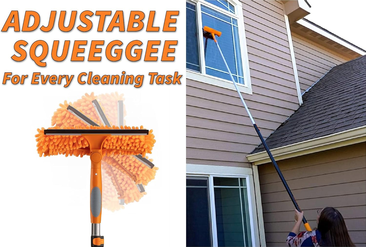 30 Foot High Reach Telescoping Duster Kit and Vinyl Siding Brushes with 5-24 ft Extension Pole // High Ceiling Cleaning and Window Washing kit // Exterior & Interior House and Gutter Cleaning Brush