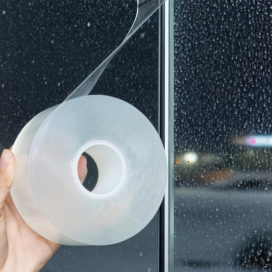 Transparent Window Weather Sealing Tape 2 Inch x 66 FT Weather Stripping Residue-Free Clear Window Insulation Caulk for Shower Glass Gaps and Clear Tape Doors Windows Windproof