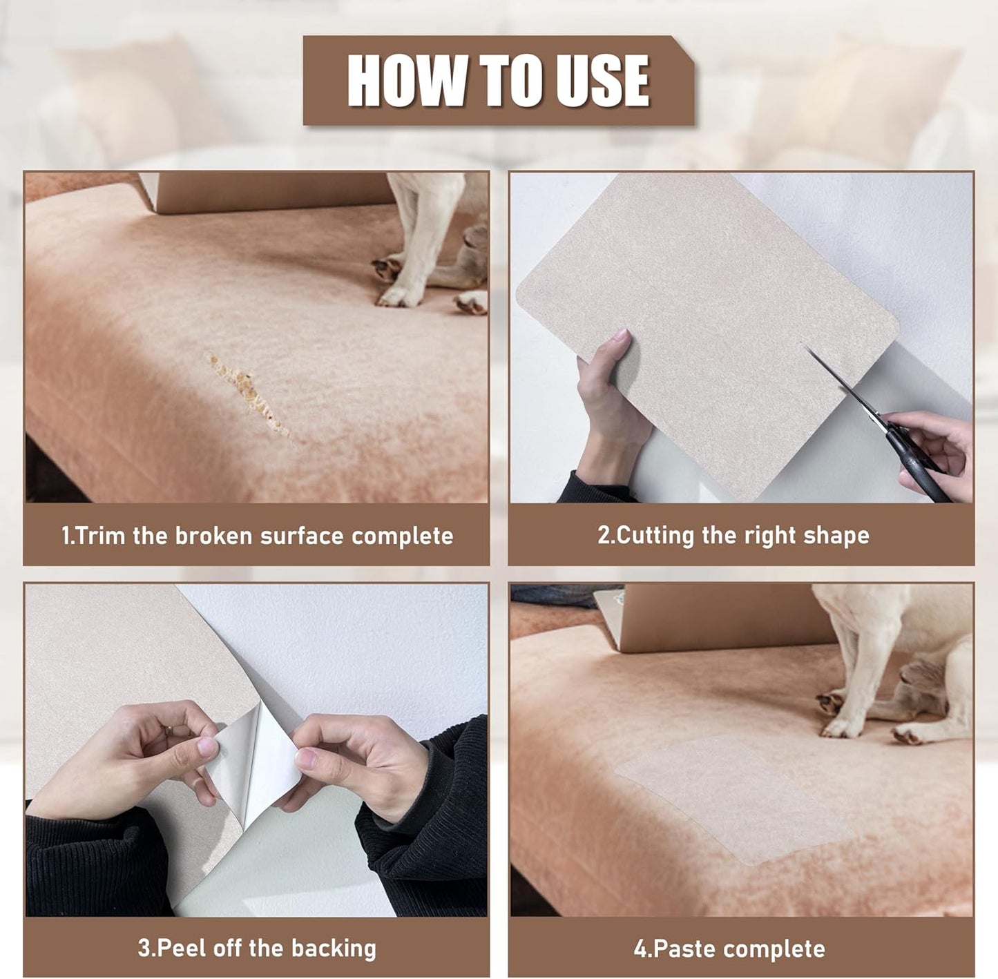 Azobur Fabric Couch Repair Patch 8.3 x 11 inches,Self-Adhesive Fabric Repair Patch for Furniture,Handbag,Sofa,Car Seats-(Red)