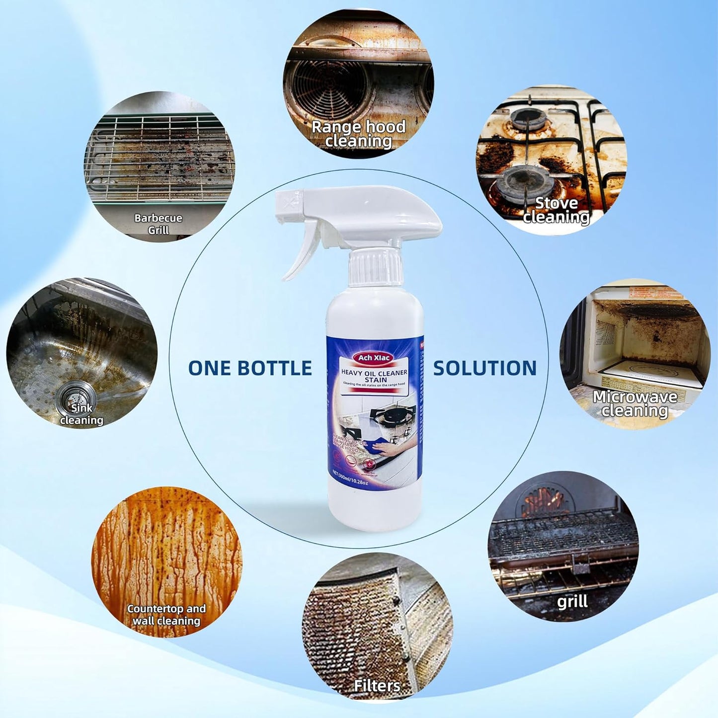 Oven Cleaner, 1PCS Heavy Oil Cleaner Stain, Effective Multi-Purpose Clean with Spray for Kitchen, Oven, Stove, Range Hood, Clean up Kitchen Oil Stains