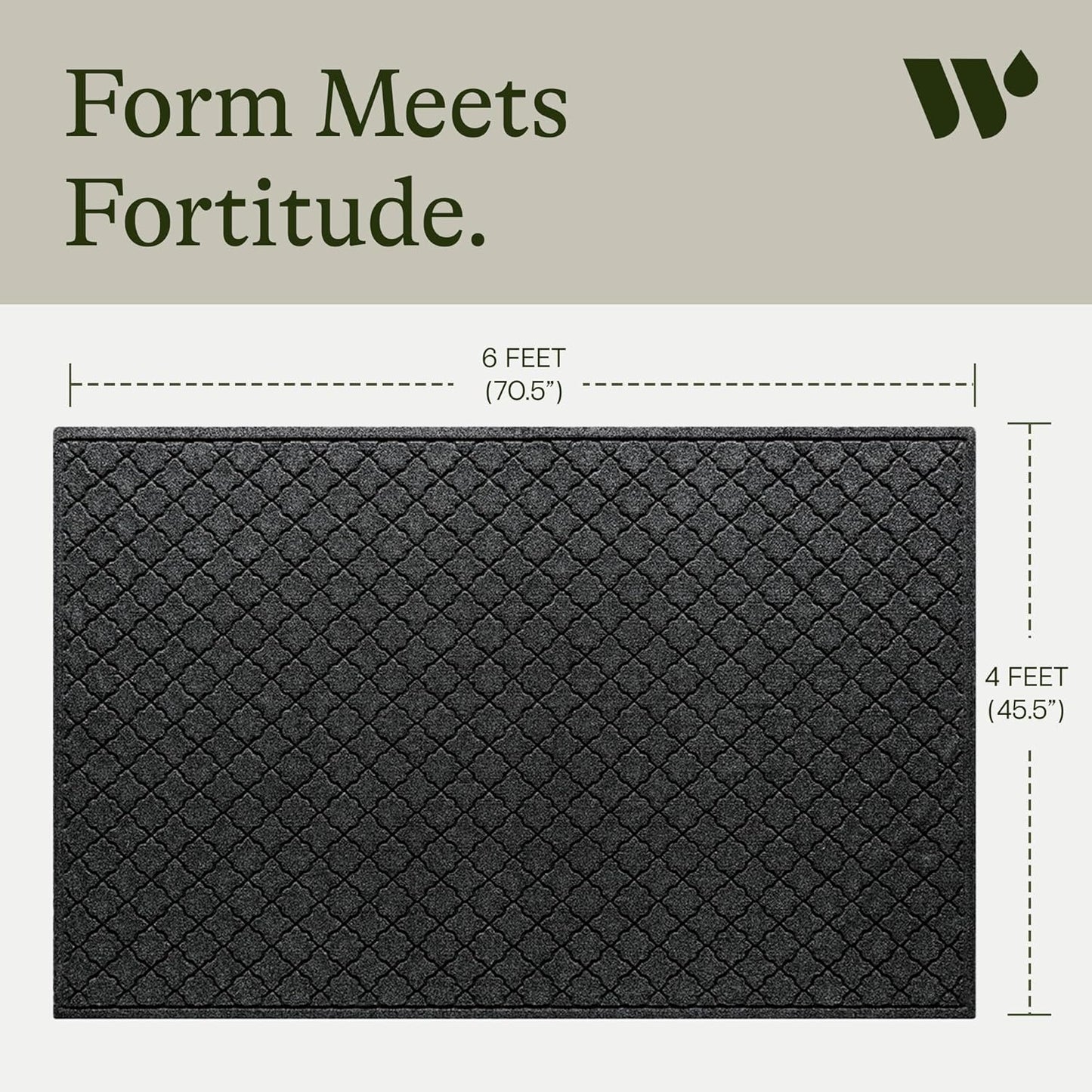 WaterHog Heavy Duty Doorway Mat, 4' x 6', Made in USA, Durable & Skid-Resistant Entryway Mat, Water-Trapping, Indoor/Outdoor Decorative Floor Covering, Cordova Collection, Charcoal