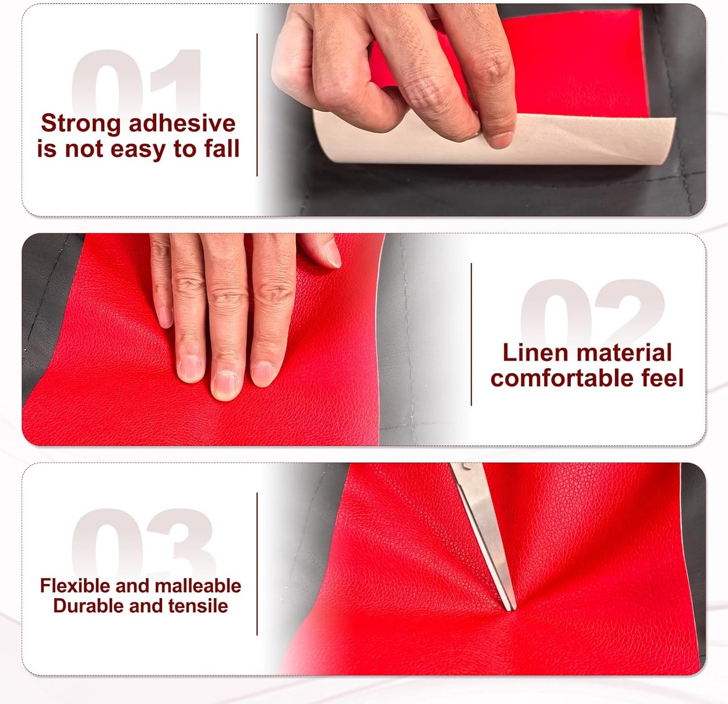 PATIKIL Leather Patches Tape for Furniture, 3.2 x 61 Inch Self Adhesive Vinyl Leather Repair Kit Cover Sheet for Couch, Sofa, Car Seats, Office Chair, Deep Gray