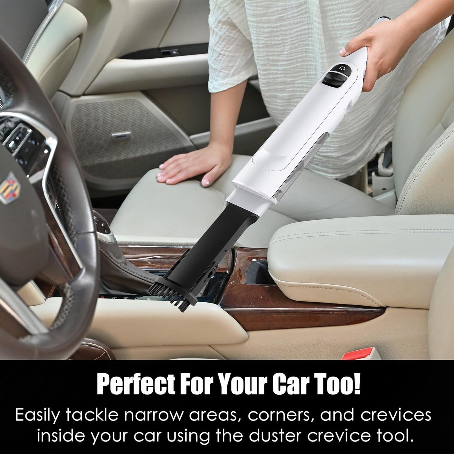 Handheld Vacuum Cordless, Lightweight 1.4lb with Powerful Suction, Charging Dock, Single Touch Empty and Detachable Dust Cup (Creamy White)