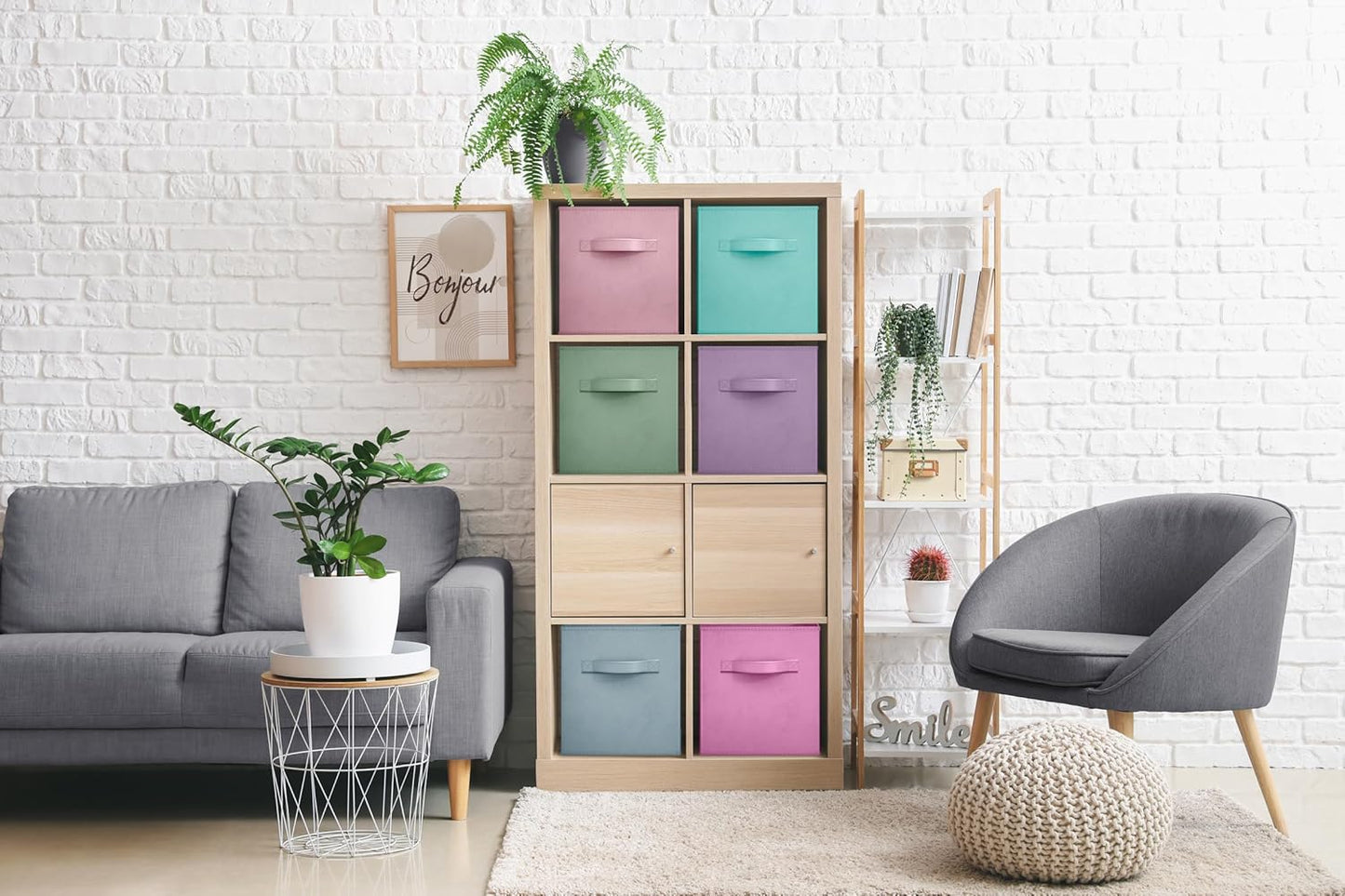 Sorbus Fabric Storage Cubes - 6 Foldable Storage Bins for Organizing Pantry, Cubbies, Toy Box - Clothes Storage & Closet Organizer - 11 Inch Collapsible Cube Baskets for Shelves with Handle