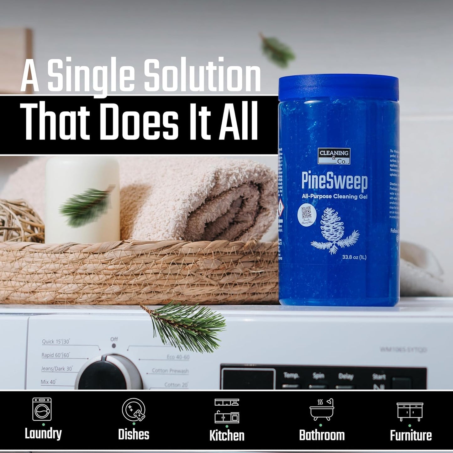 All-Purpose Cleaning Gel with Pine Oil – Multipurpose Household Cleaner for Bathroom, Kitchen, Floors, Laundry & More, 33.8 Fl Oz (Pack of 12)