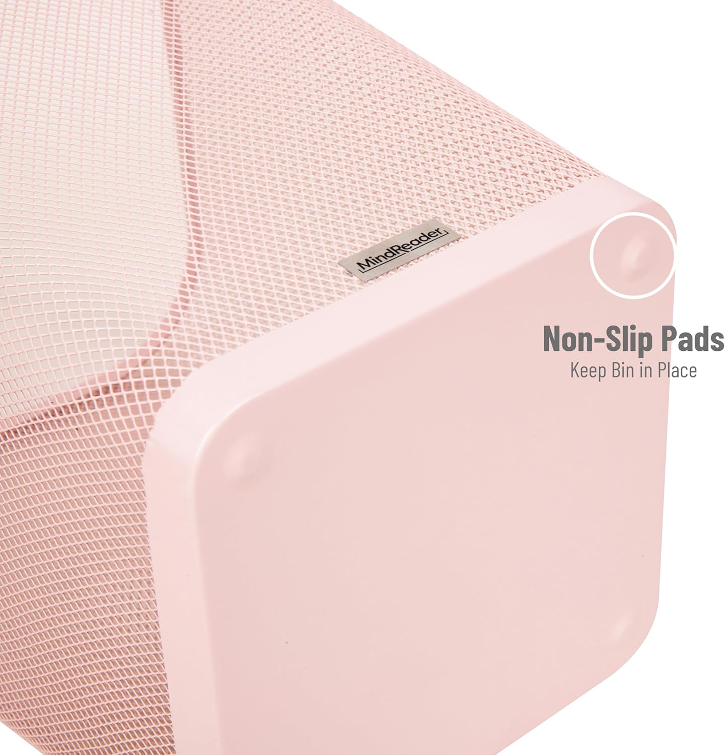 Mind Reader Mesh Trash Can, Square Wastebasket for Office or Home, 5 Gallon Capacity, Metal Mesh, Set of 2, Pink