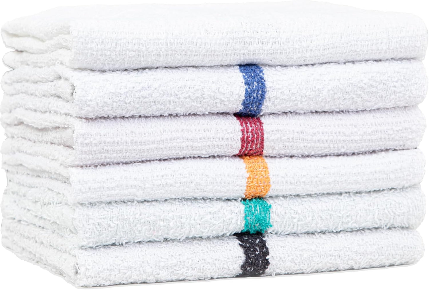 Arkwright Qwick Wick Bar Mop Towels - (Pack of 12) 100% Cotton Quick Dry Dishcloths, Super Absorbent Multipurpose Cleaning Rags for Restaurants, Kitchen, Bathroom, Hotel, 16 x 19 in, Black Stripe