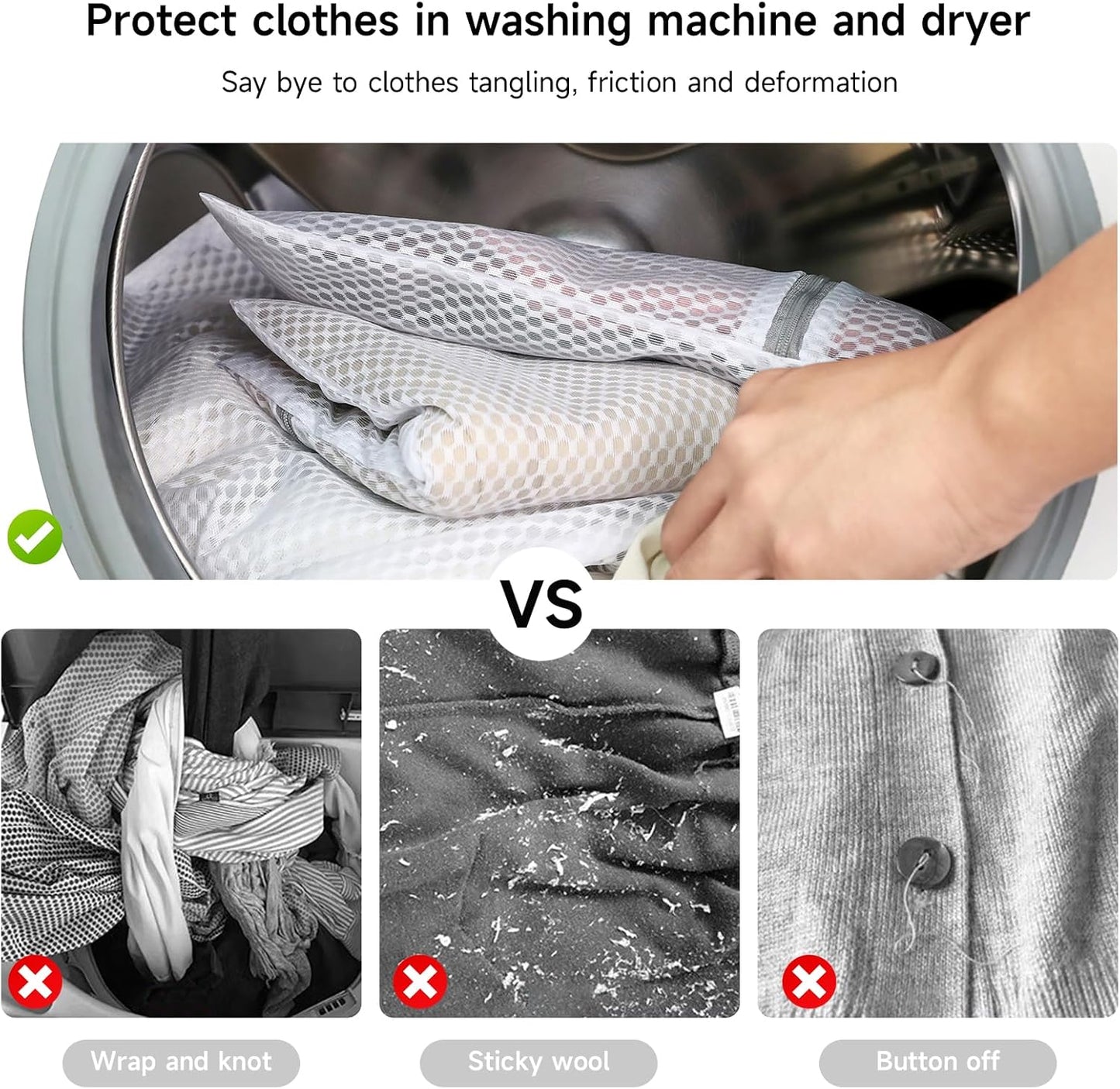 GOGOODA Mesh Laundry Bag for Delicates Set of 2 Lingerie Bags for Washing Machine Great for Laundry, Hosiery, Blouse, Underwear, Pantyhose, Socks(Set of 2)