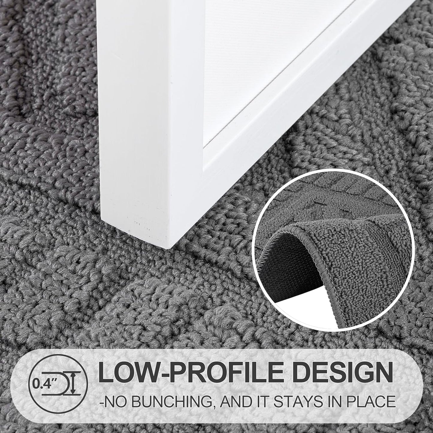 FONEYI Indoor Doormat, Front Back Door Mat Rubber Backing Non Slip Door Mats, 32"x48" Low-Profile Absorbent Resist Dirt Entryway Doormat Inside Floor Mats Entrance Washable, Entry Doormats, Grey