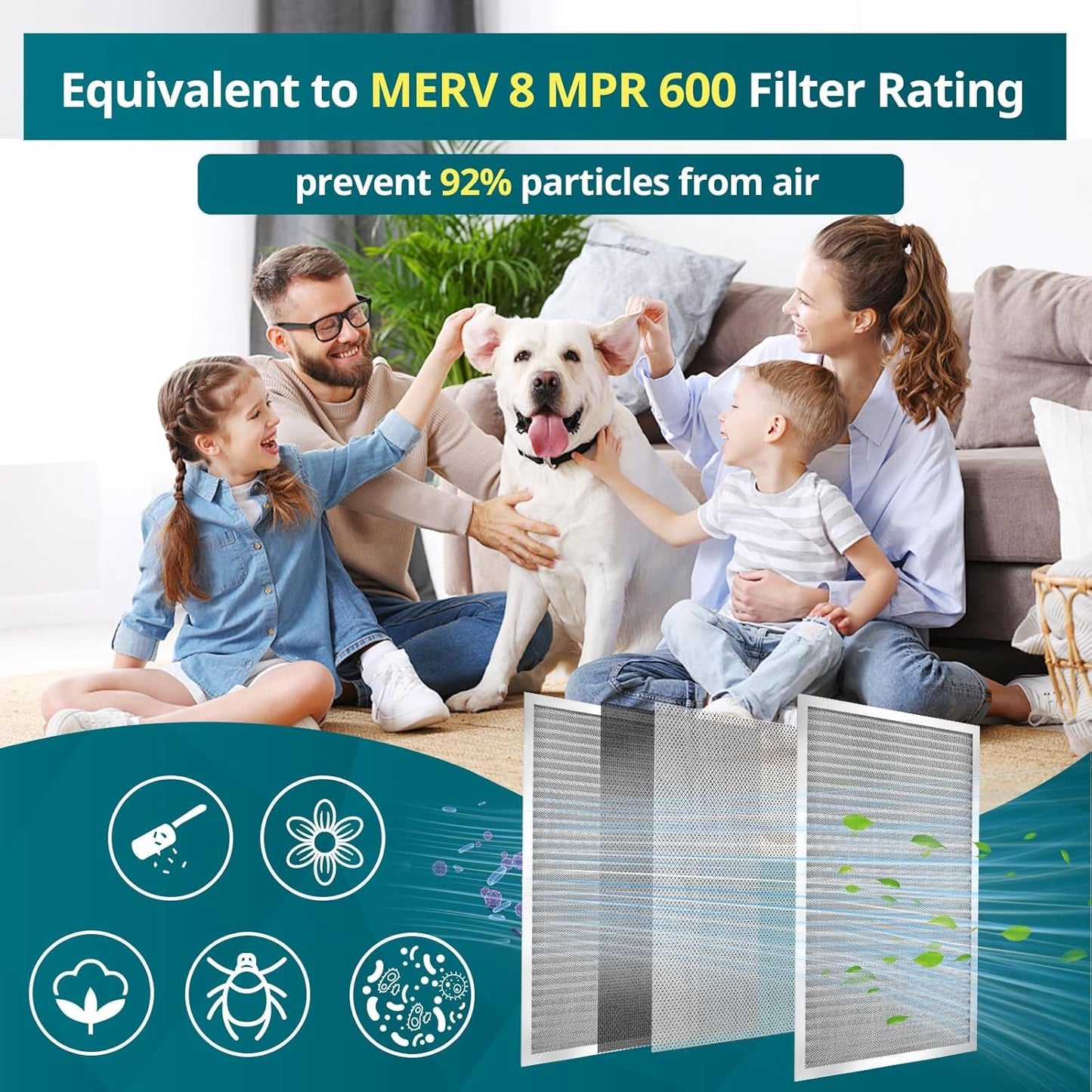 Torjim 10x20x1 MERV8 Air Filter, Washable & Reusable Electrostatic Filter, AC/HVAC Furnace Filter, Permanent Filter, Breathe Fresher, Easy Install