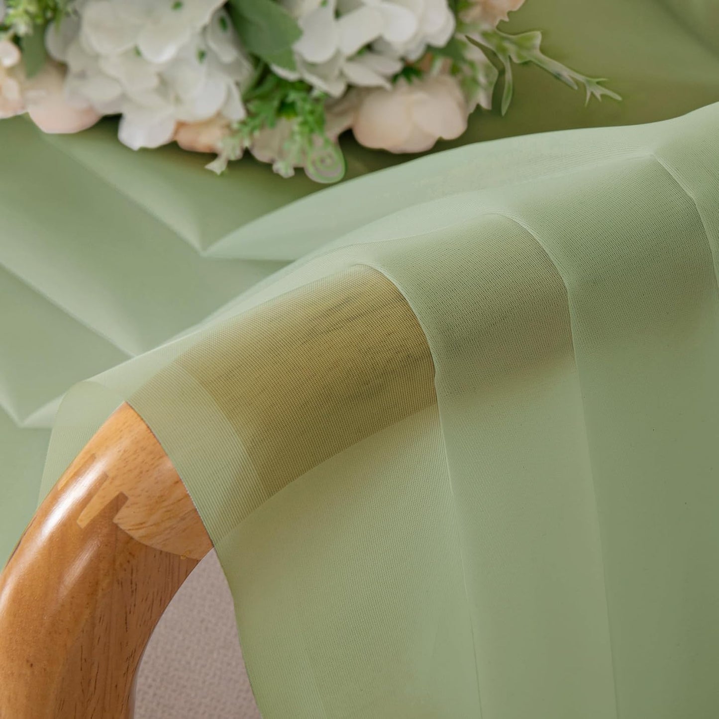 Chyhomenyc Light Green Sheer Curtains 84 Inches Long 2 Panels Set- Light Filtering Curtains for Bedroom, Soft Airy Voile Rod Pocket Living Room Window Drapes, 42Wx84L Inches, 2 PCS