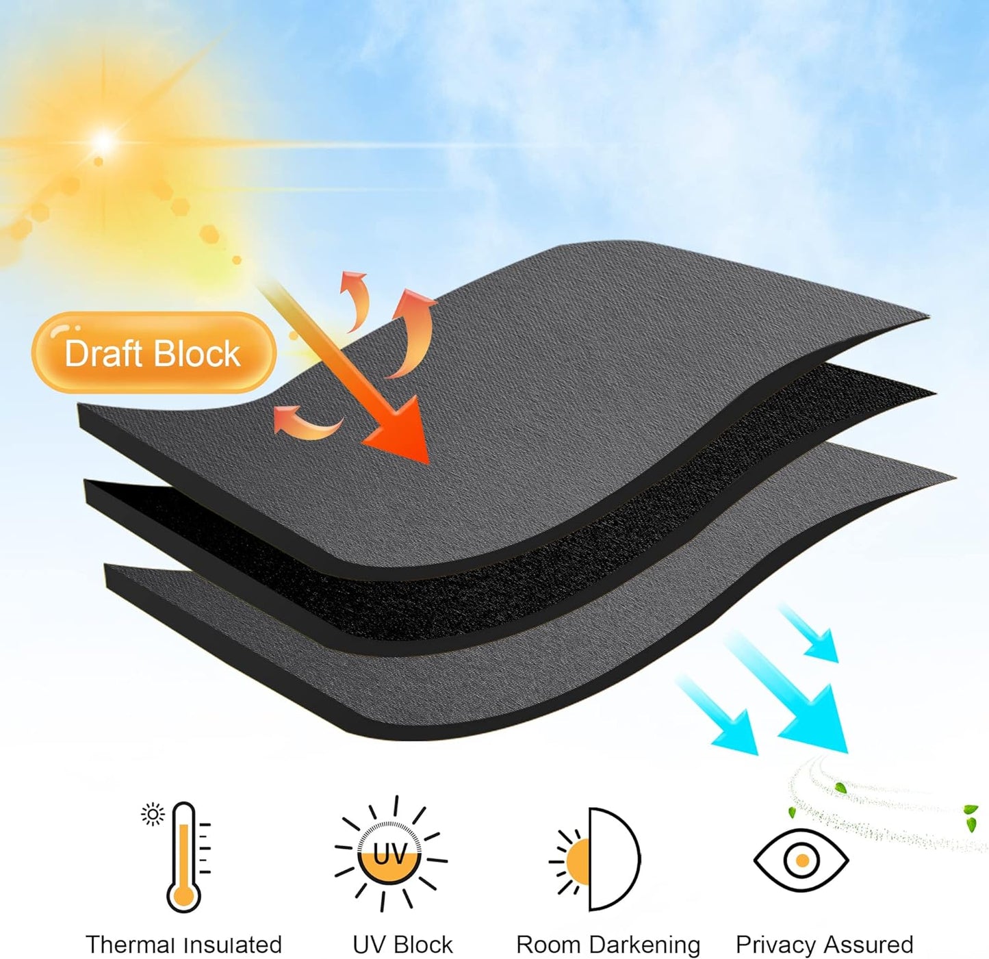 RYB HOME Blackout Grey Curtains - Thermal Insulated Window Treatments Long Panels, Back Tab Top, Privacy Curtains for Bedroom Dining, 42 Wide x 72 Long, Gray, Set of 2