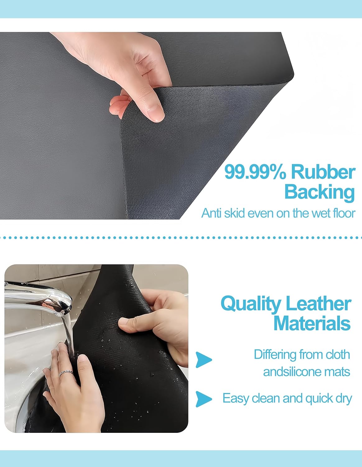 Dish Drying Mat for Kitchen Counter, 16"x24" Dish Drying Pad with Non-slip Rubber Backed, Hide Stain Anti Absorbent for Kitchen Counter, Drying Mat for Coffee Machine Dish Rack (Grey)