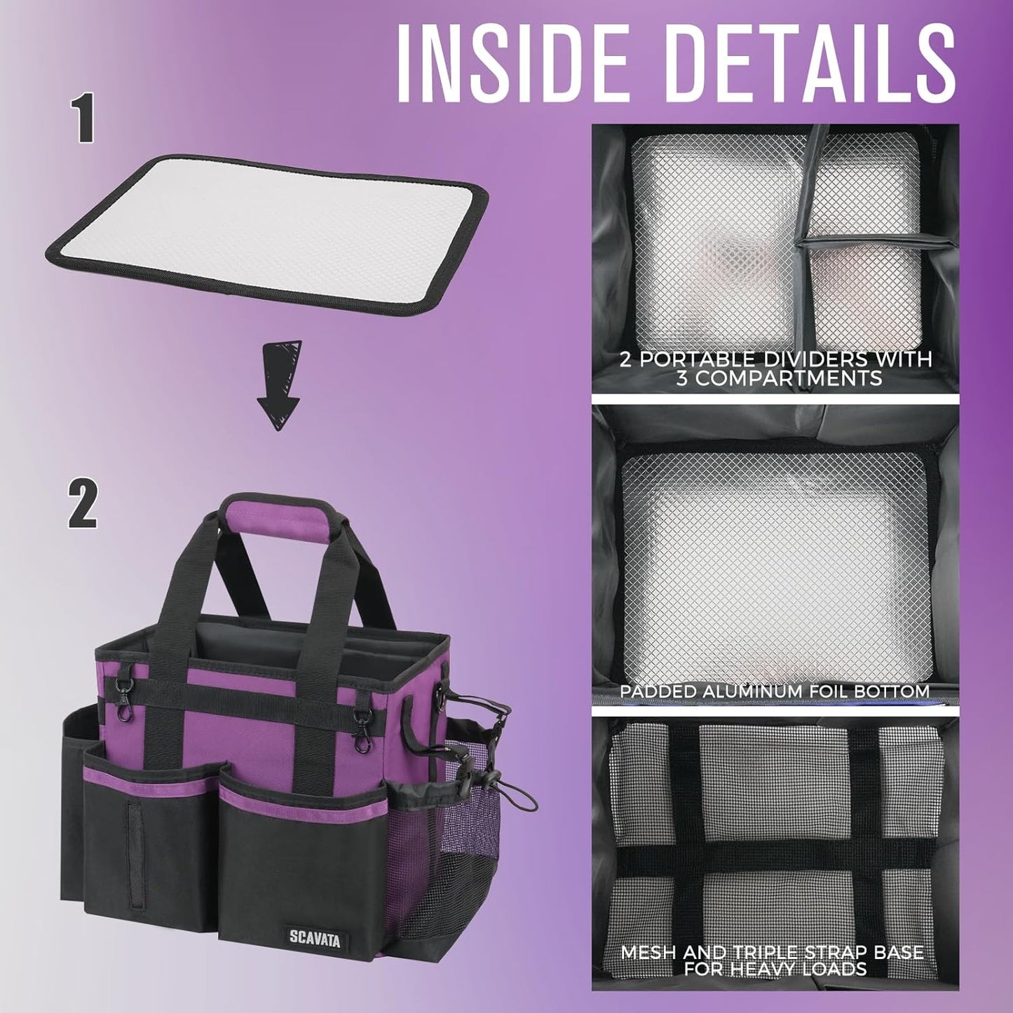 Compact Wearable Cleaning Caddy, Small Cleaning Caddy Supplies Organizer with Handle & Shoulder Straps for Housekeepers, Under Sink & Car Cleaning Tool Organizers Bag (RoyalPurple)