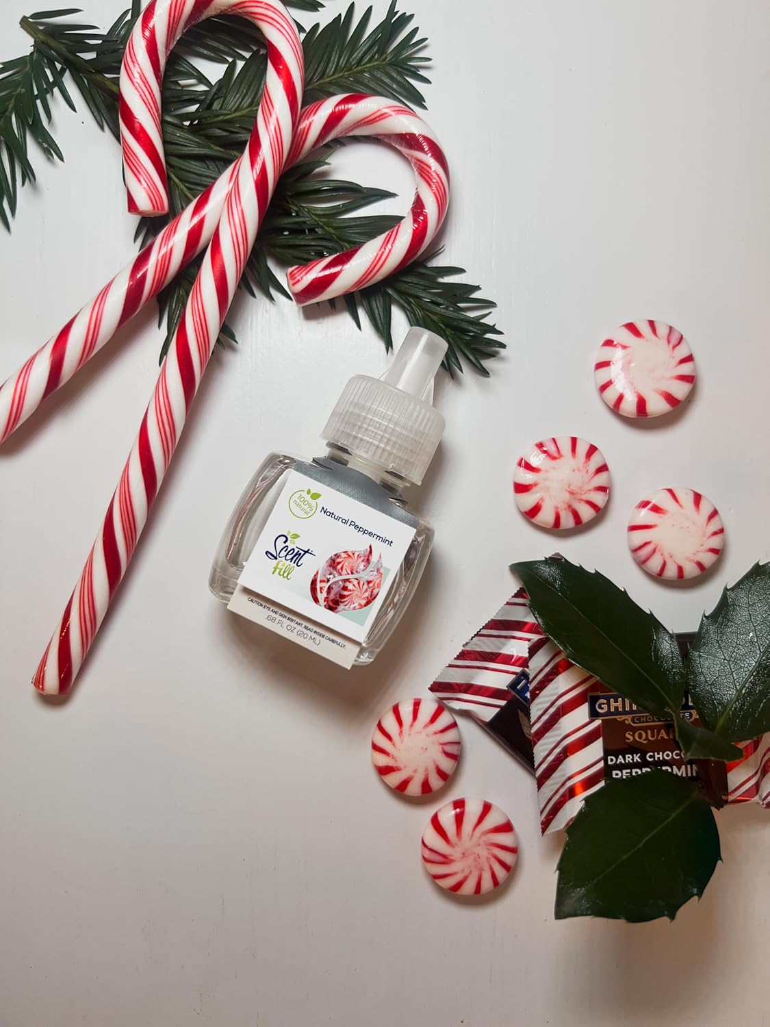 Scent Fill 100% Natural Peppermint Plug in Air Freshener, Scented Oil Refills, 2 Refills + Diffuser