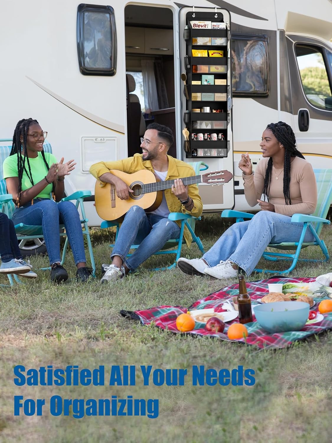 Over The Door Storage Organizer, RV Bathroom Organizer, Over The Door Organizer Camper Storage and Organization, 5 Shelf Hanging Over Door Organizer for Camper, Bathroom, Bedroom, Closet-Black