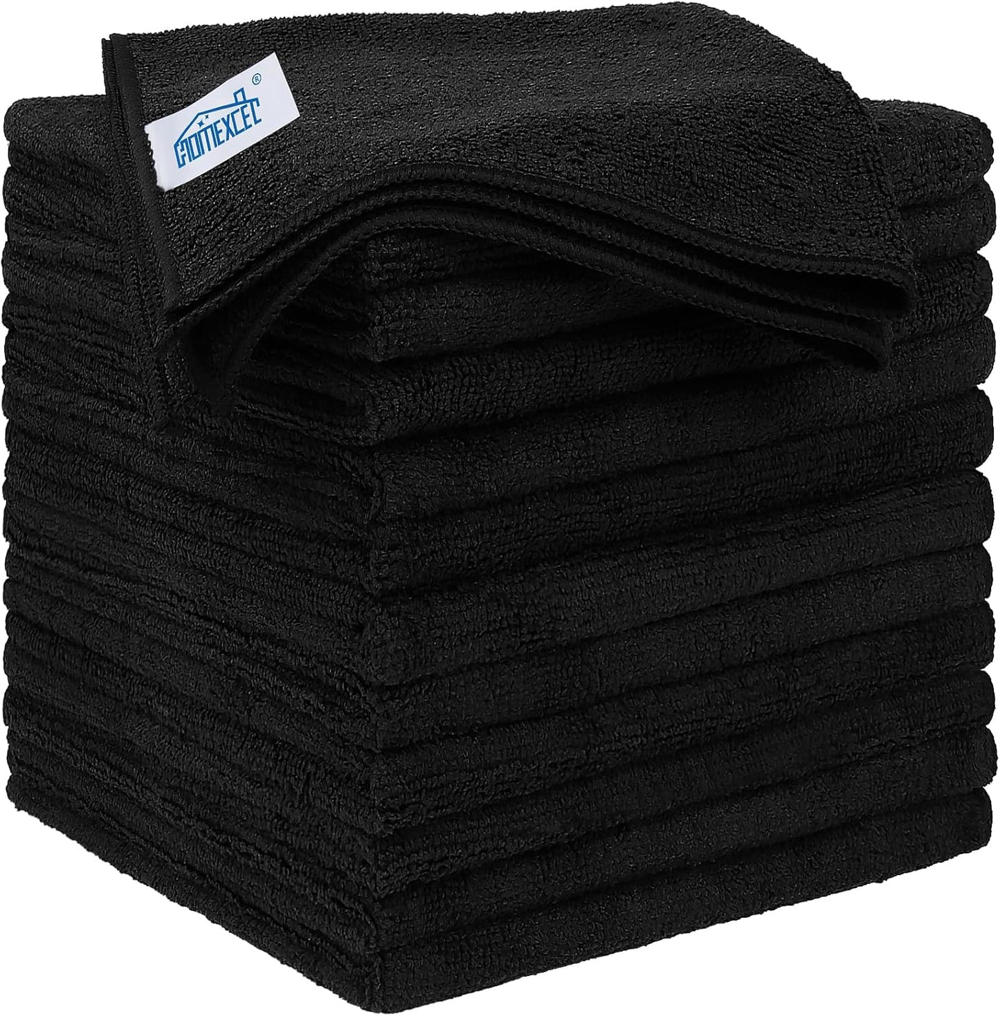HOMEXCEL Black Microfiber Cleaning Cloth 12 Pack, 12.5 x 12.5 inch Microfiber Towels for Cars, Ultra Absorbent Car Washing Cloth, Lint Free Streak Free Cleaning Rags for Car, Kitchen, and Window