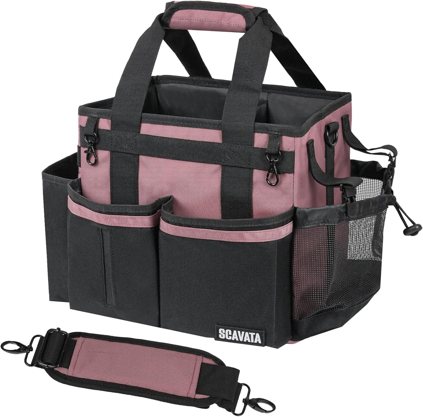 Compact Wearable Cleaning Caddy, Small Cleaning Caddy Supplies Organizer with Handle & Shoulder Straps for Housekeepers, Under Sink & Car Cleaning Tool Organizers Bag (LotusPink)