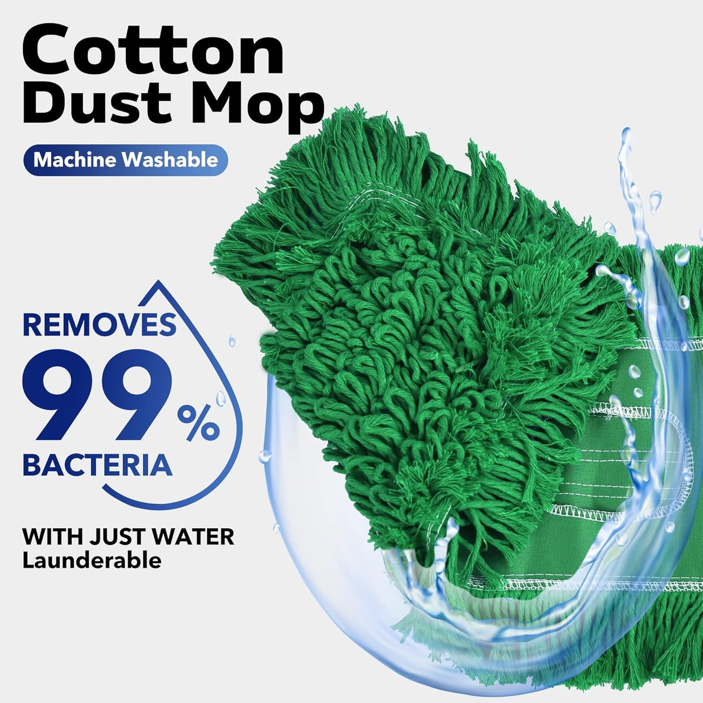 Matthew Cleaning 24'' Industrial Strength Cotton Dust Mop Refill Washable Replacement Heads for Residential & Commercial Use Fit Standard Dust Mop Frames, Hardwood,Concrete Floors Green Pack of 6