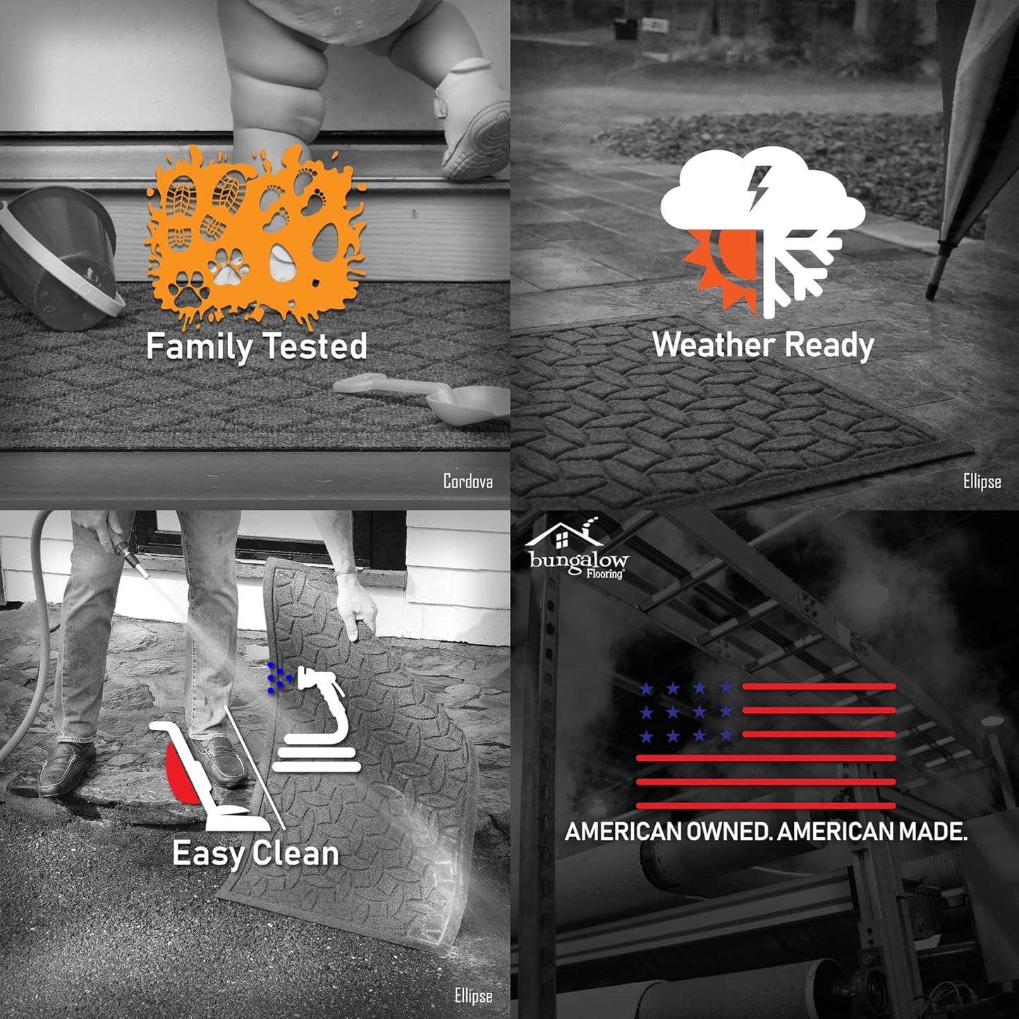 WaterHog Heavy Duty Doorway Mat, 3' x 5', Made in USA, Durable & Skid-Resistant Entryway Mat, Water-Trapping, Indoor/Outdoor Decorative Floor Covering, Cordova Collection, Dark Brown