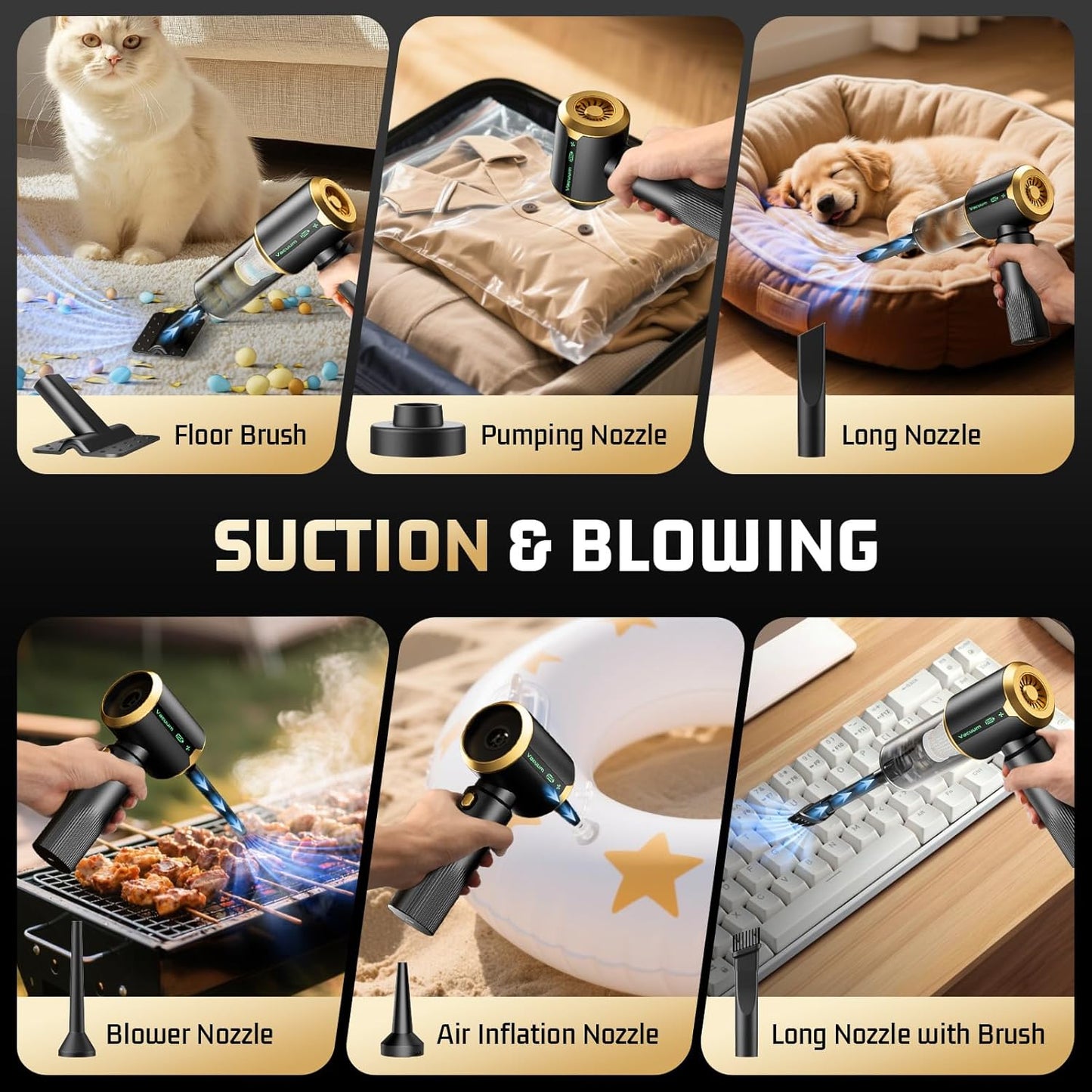 Car Handheld Vacuum Cordless: Car Vacuum Cleaner with 16000Pa Ultra-Strong Suction, Brushless Motor & HEPA Filter - Lightweight Design for Drivers and Office Workers- Matte Black