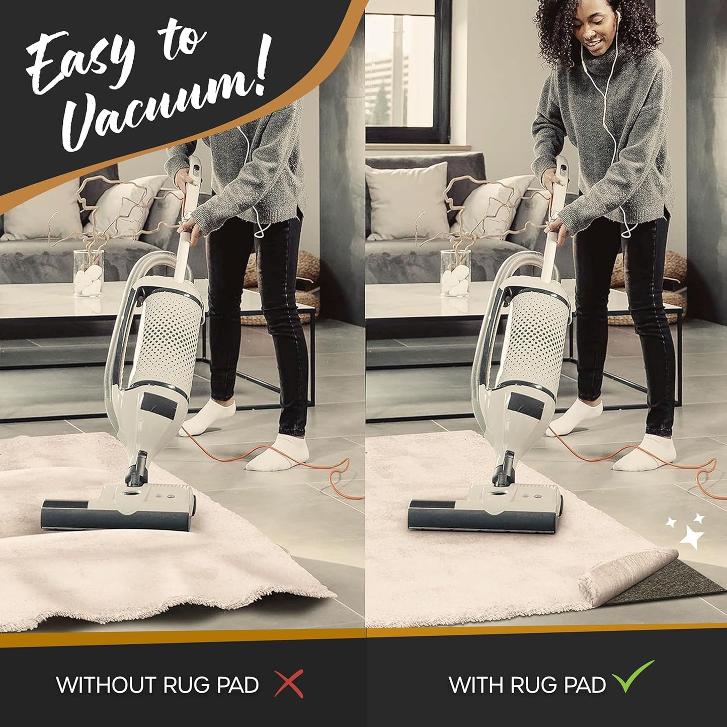 Nevlers 4'x6' Felt TPO Non Slip Rug Pad | 1/4" Thick Anti Slip Rug Grips | Carpet Pads Non Slip Design | Rug Gripper for Tile Floors | Rug Gripper for Hardwood Floors | Customizable Non Slip Rug Pads