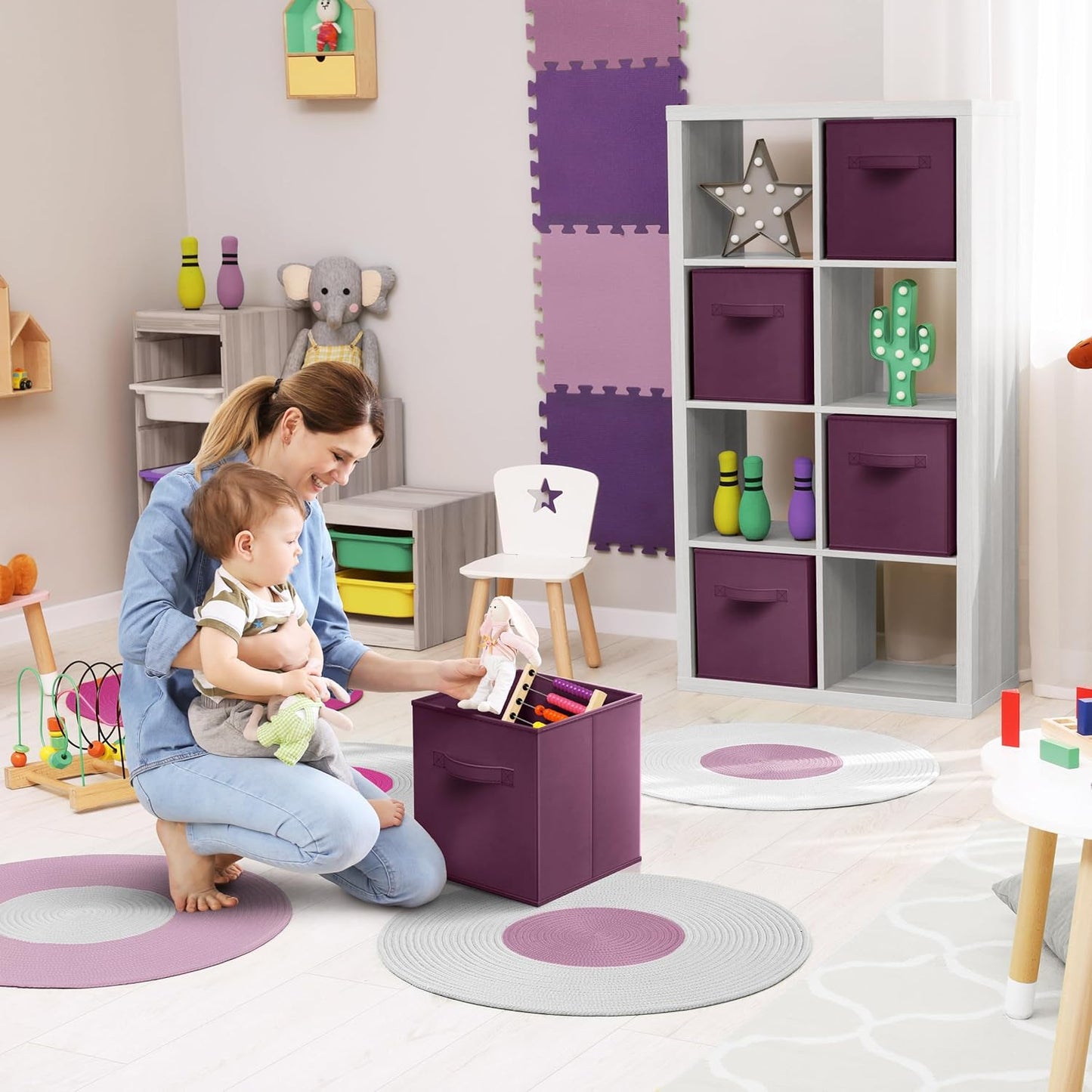 Sorbus Fabric Storage Cubes - 8 Foldable Storage Bins for Organizing Pantry, Cubbies, Toy Box - Clothes Storage & Closet Organizer - 11 Inch Collapsible Cube Baskets for Shelves with Handle