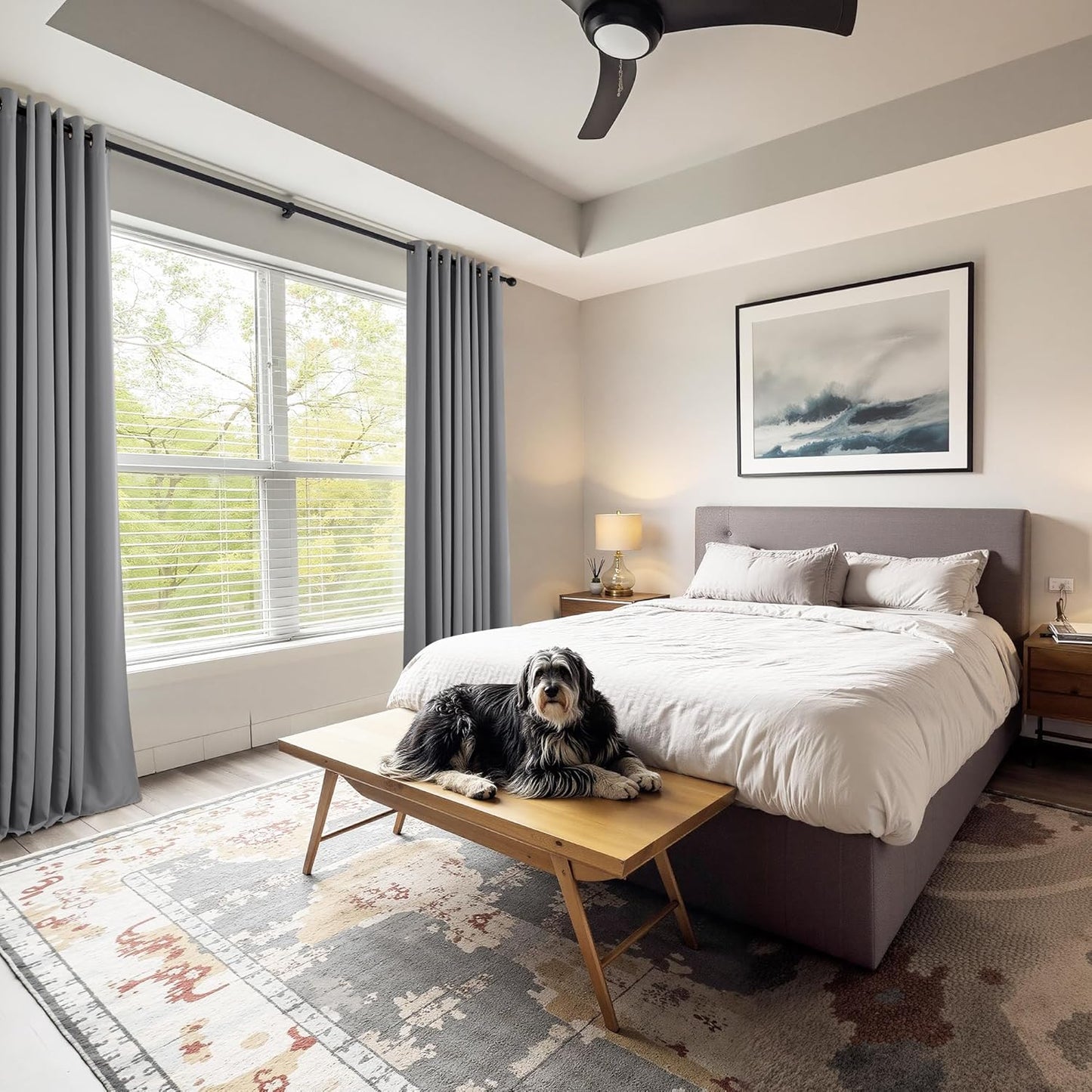 PONY DANCE Sliver Grey Blackout Curtains - Window Cover 2 Panels Light Blocking Drapes Thermal Insulated Privacy Protect for Living Room, 42 Wide by 45 Long