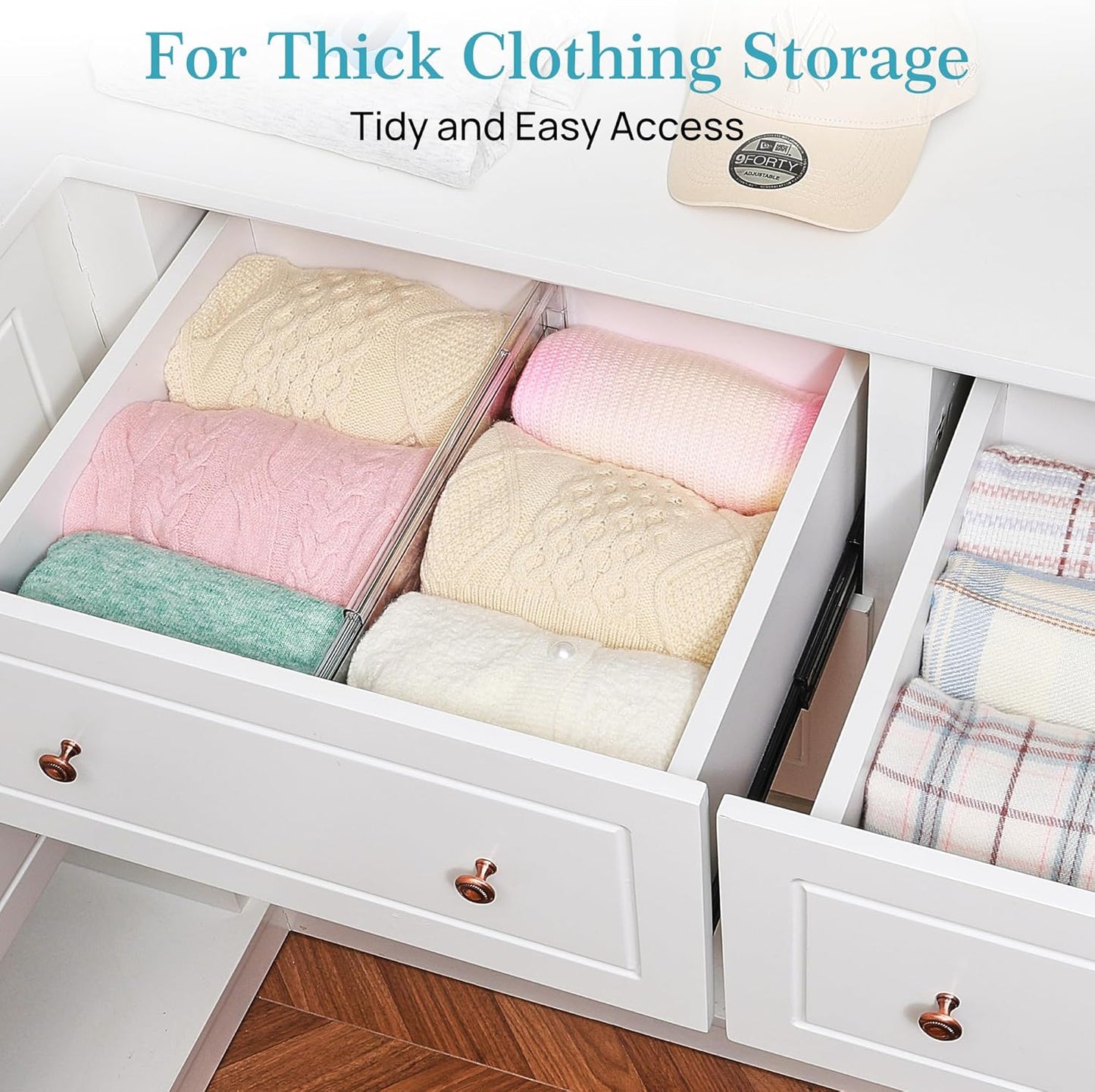 Vtopmart 8 Pack 6" Tall Upgrade Drawer Dividers for Big and Deep Drawer, 12.8"-22.3" Adjustable Expandable Dresser Drawer Organizer, Clear Plastic Separators for Dresser, Baby Supplies, Kitchenware